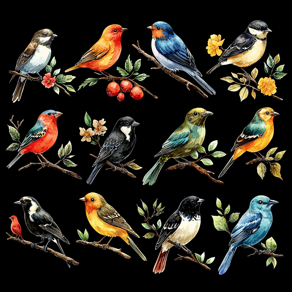Watercolor Aviary Series DTF Transfer