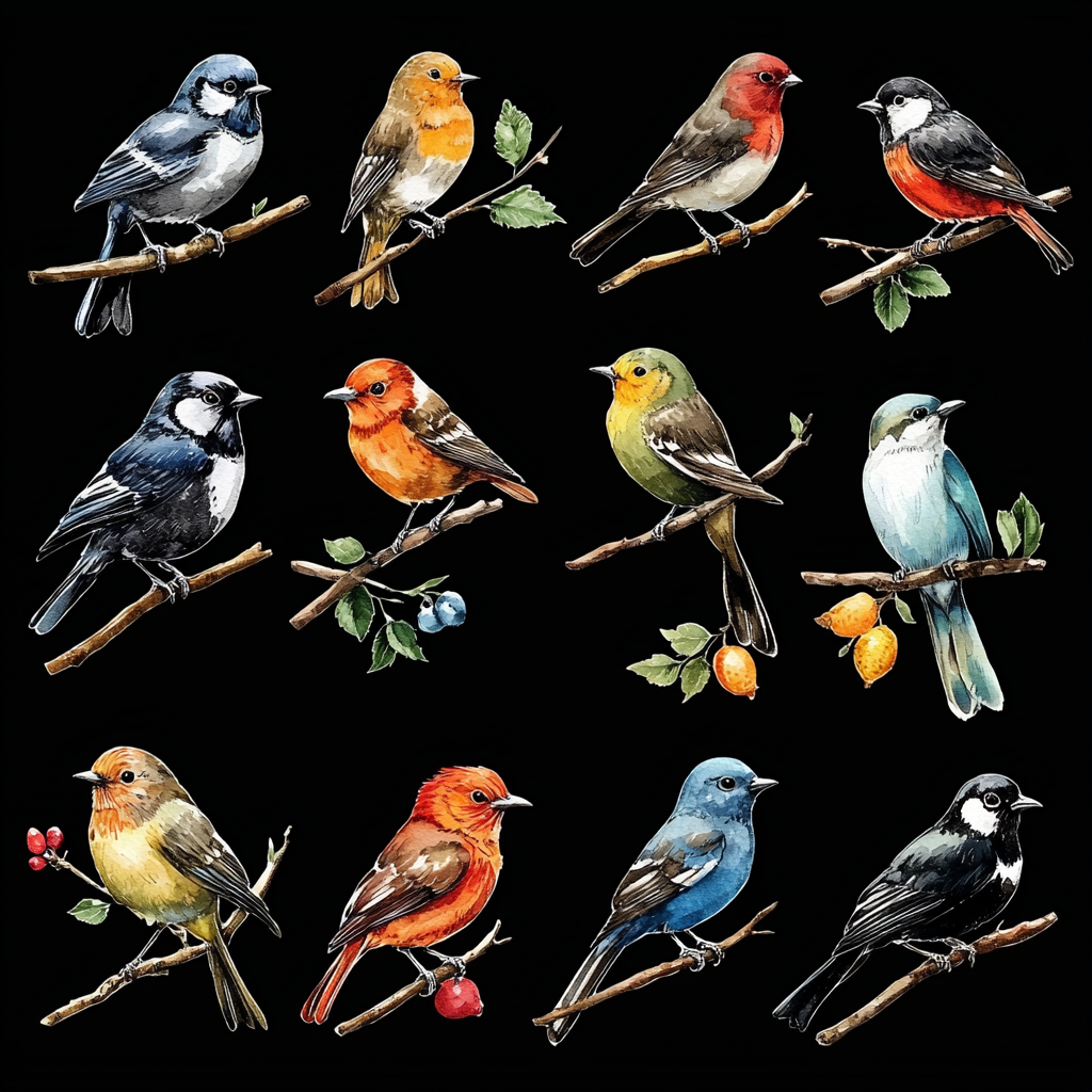 Colorful Nature Bird Set DTF Transfer