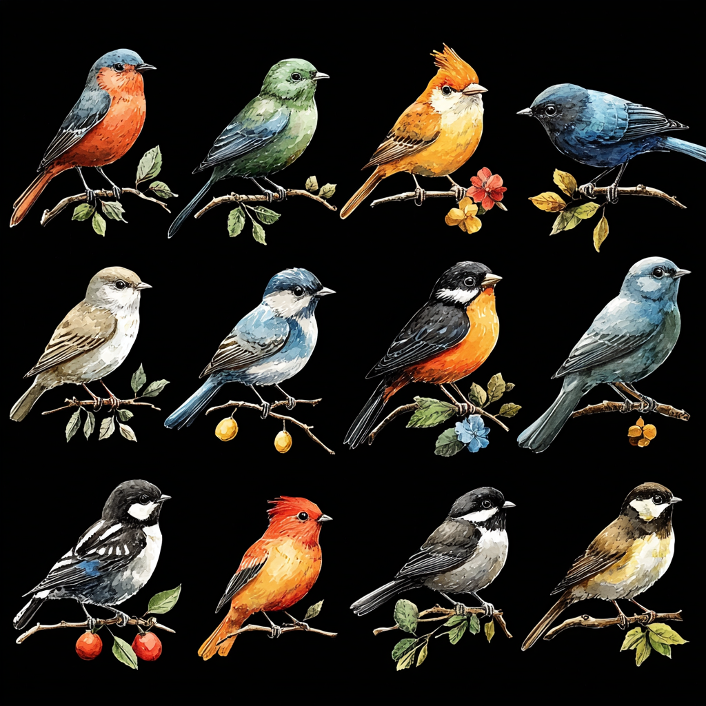 Enchanting Garden Songbirds DTF Transfer