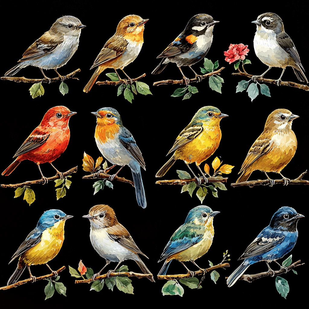 Rustic Songbird Illustrations DTF Transfer