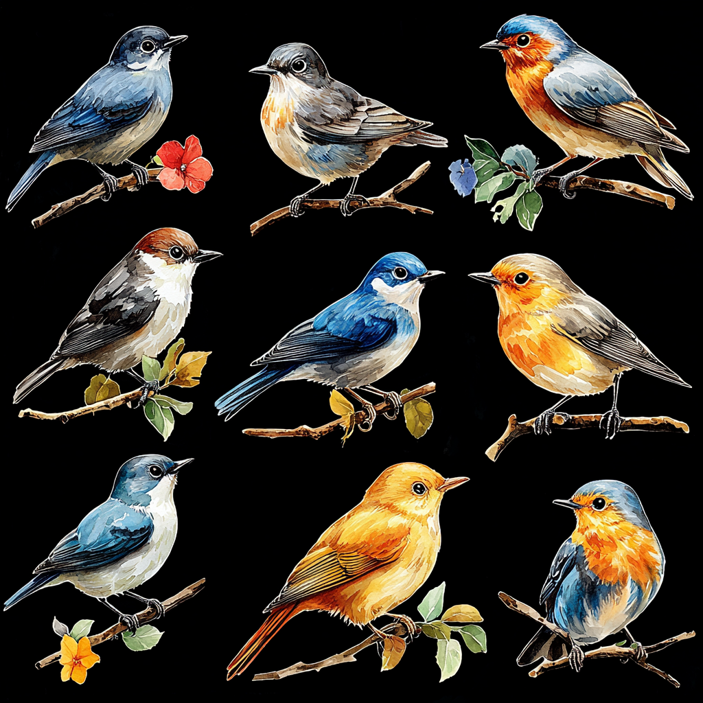Watercolor Bird Paradise Set DTF Transfer