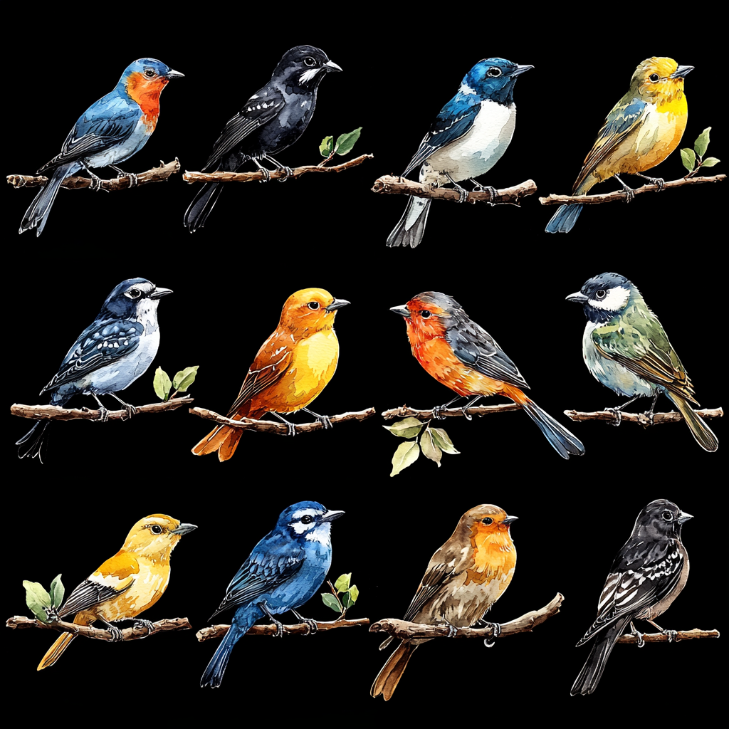 Botanical Bird Portraits DTF Transfer
