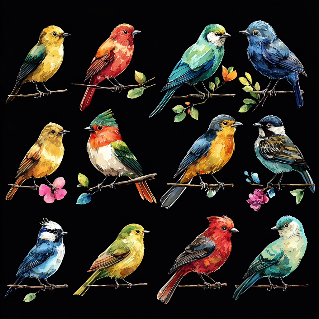 Timeless Watercolor Bird Collection DTF Transfer