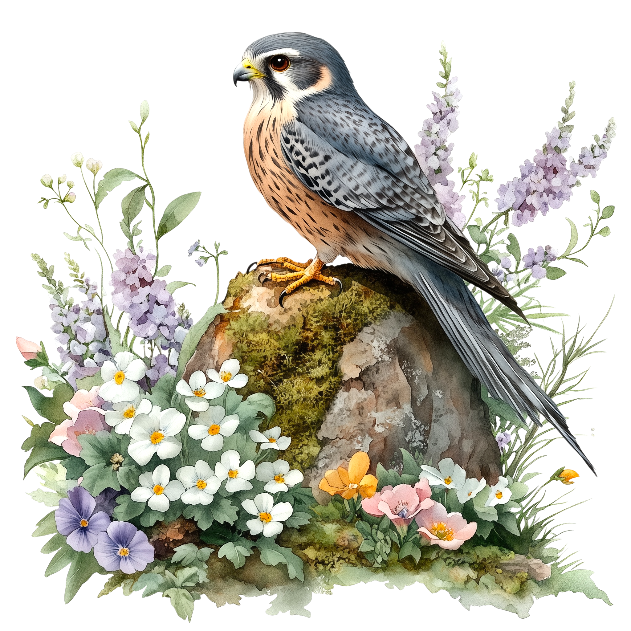 Kestrel Wildflower Garden Watercolor DTF Transfer