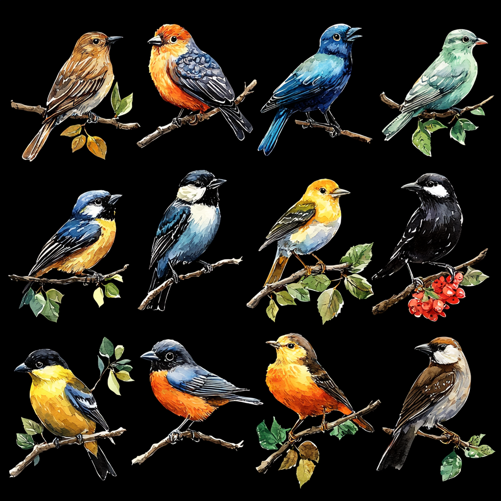 Charming Woodland Birds DTF Transfer