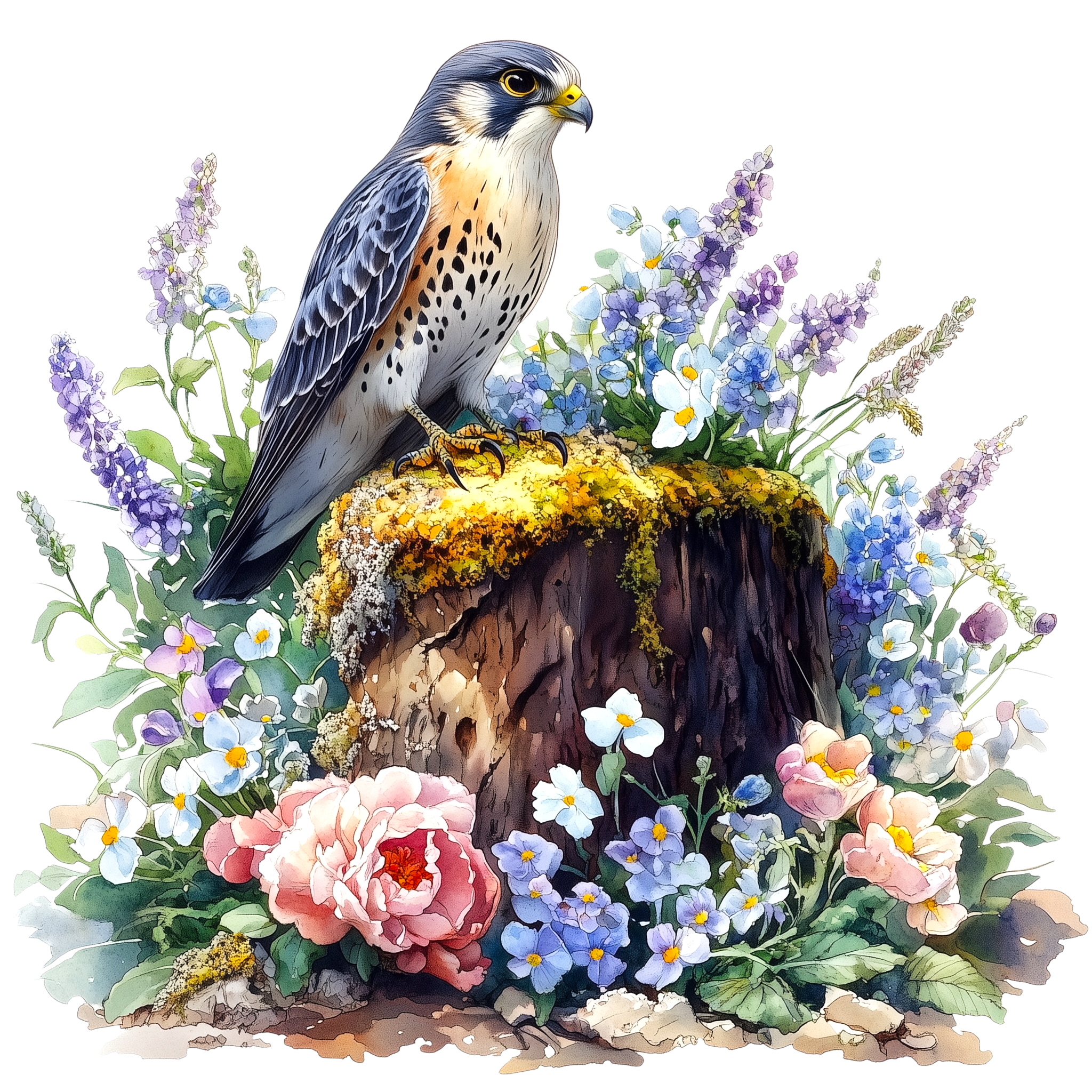 Kestrel Wildflower Garden Watercolor DTF Transfer
