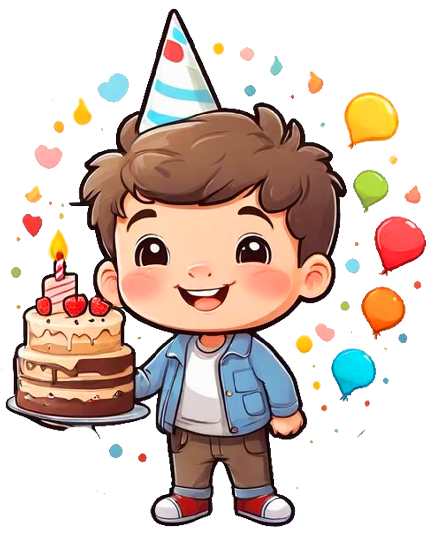 Cute Birthday Boy With Cake DTF Transfer