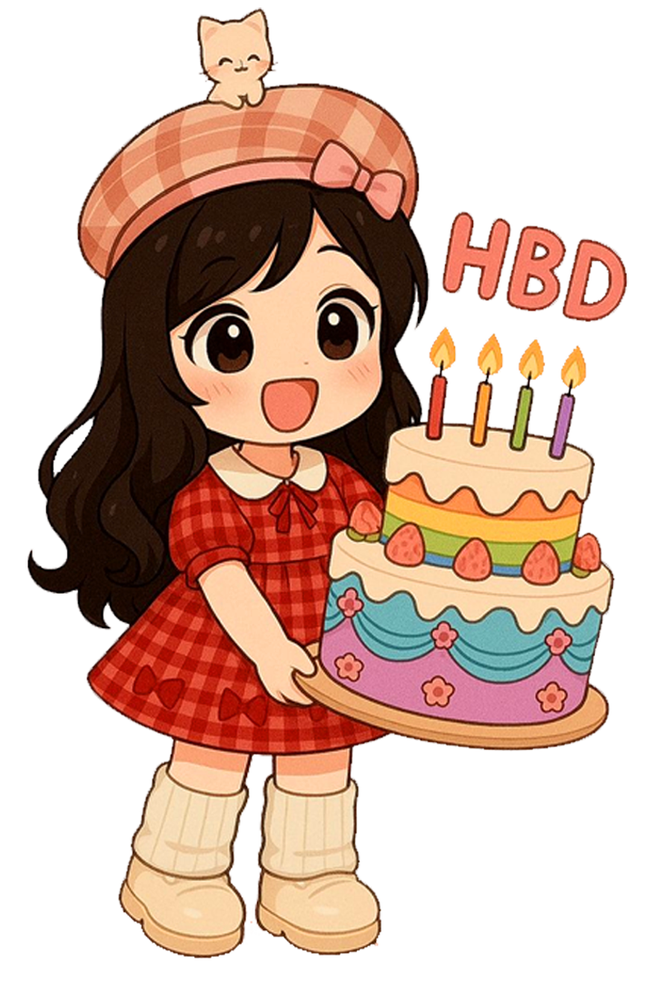 Cute Birthday Girl With Cake DTF Transfer
