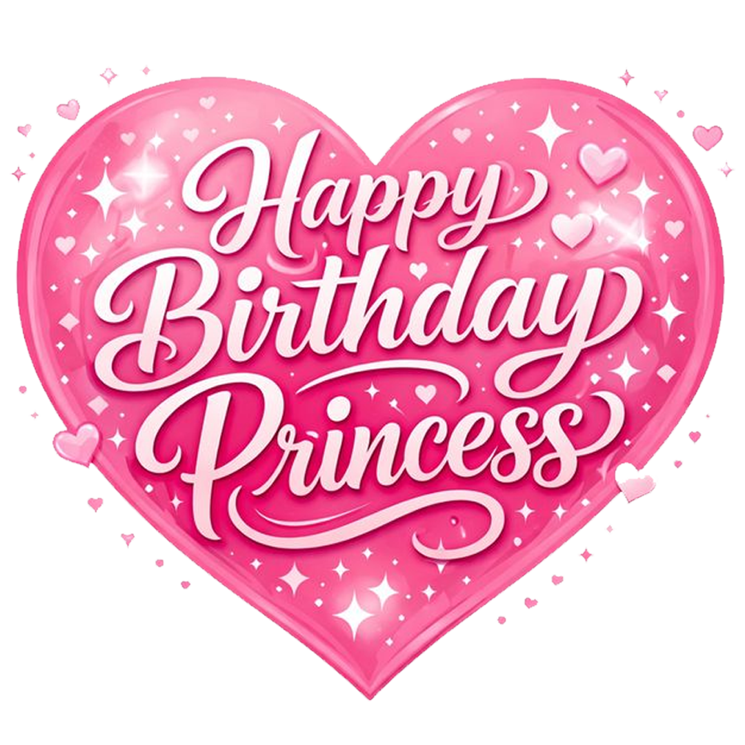 Happy Birthday Princess Heart DTF Transfer
