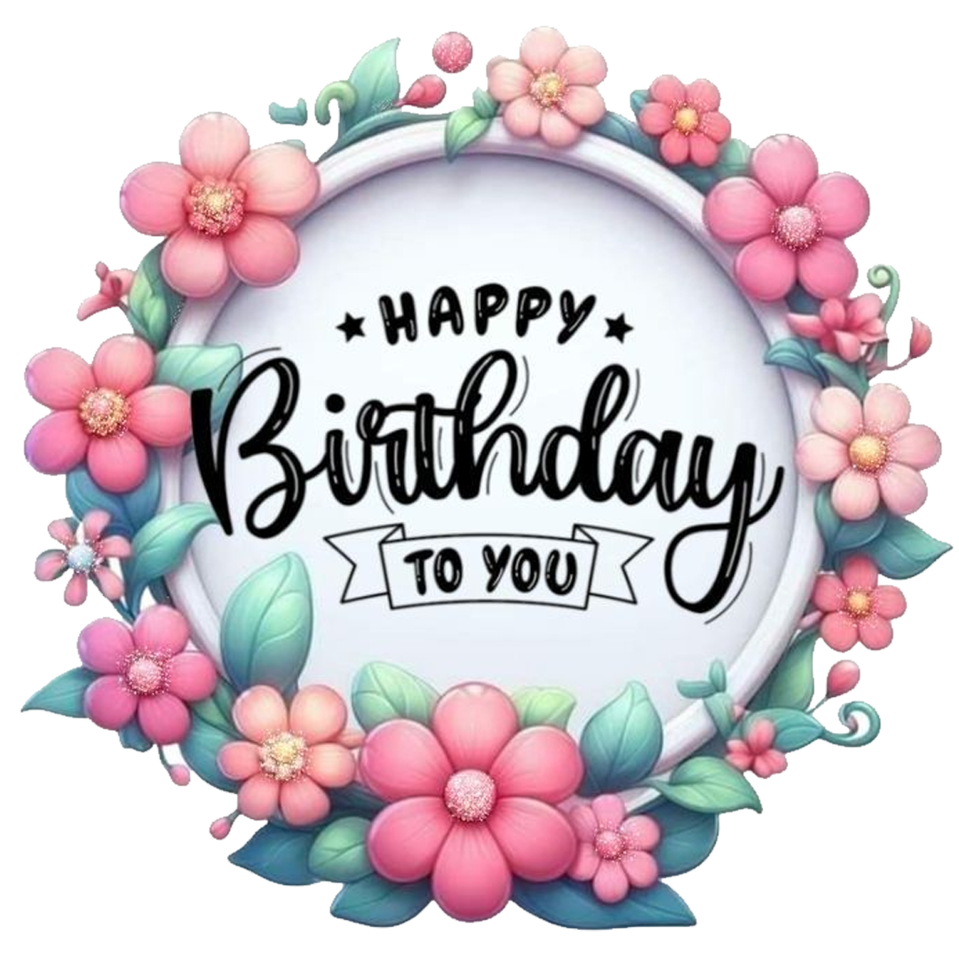 Floral Happy Birthday Greeting DTF Transfer