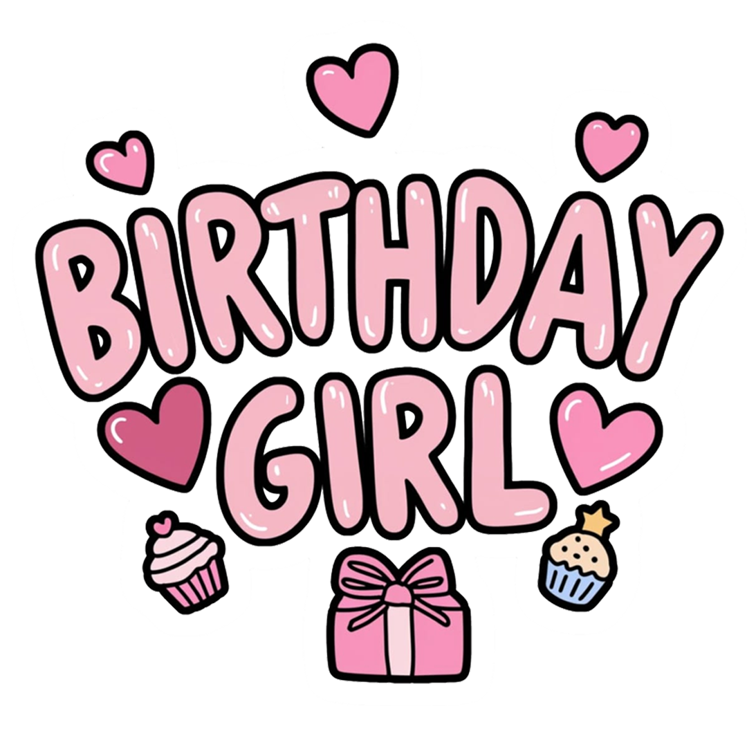 Pink Birthday Girl Hearts DTF Transfer