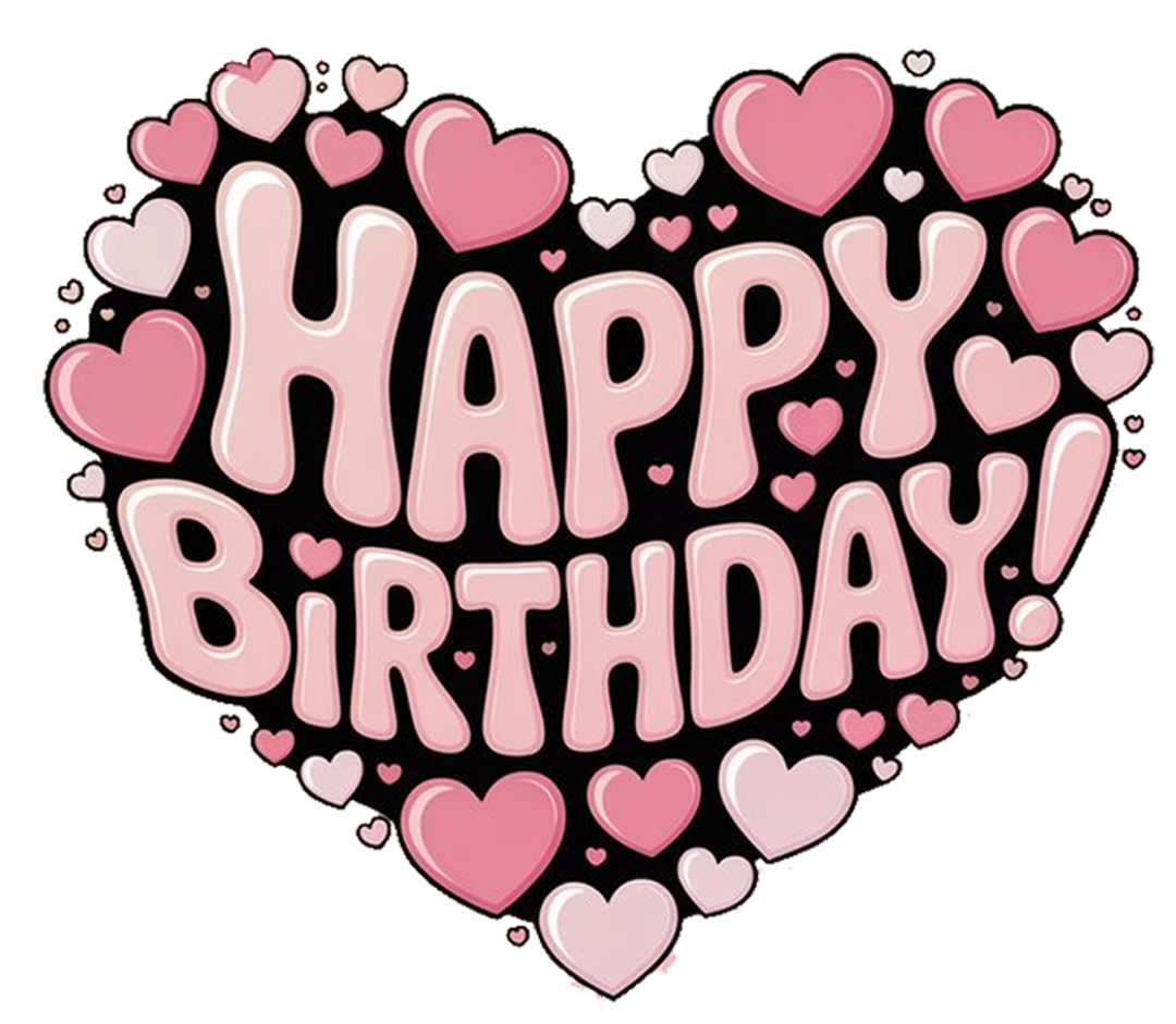 Pink Heart Happy Birthday DTF Transfer