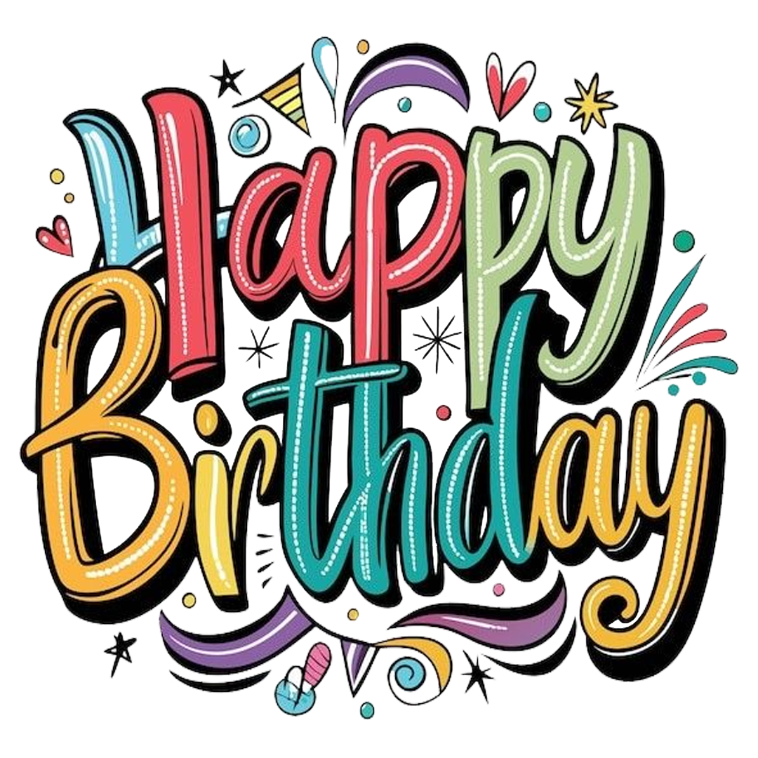 Colorful Happy Birthday Typography DTF Transfer