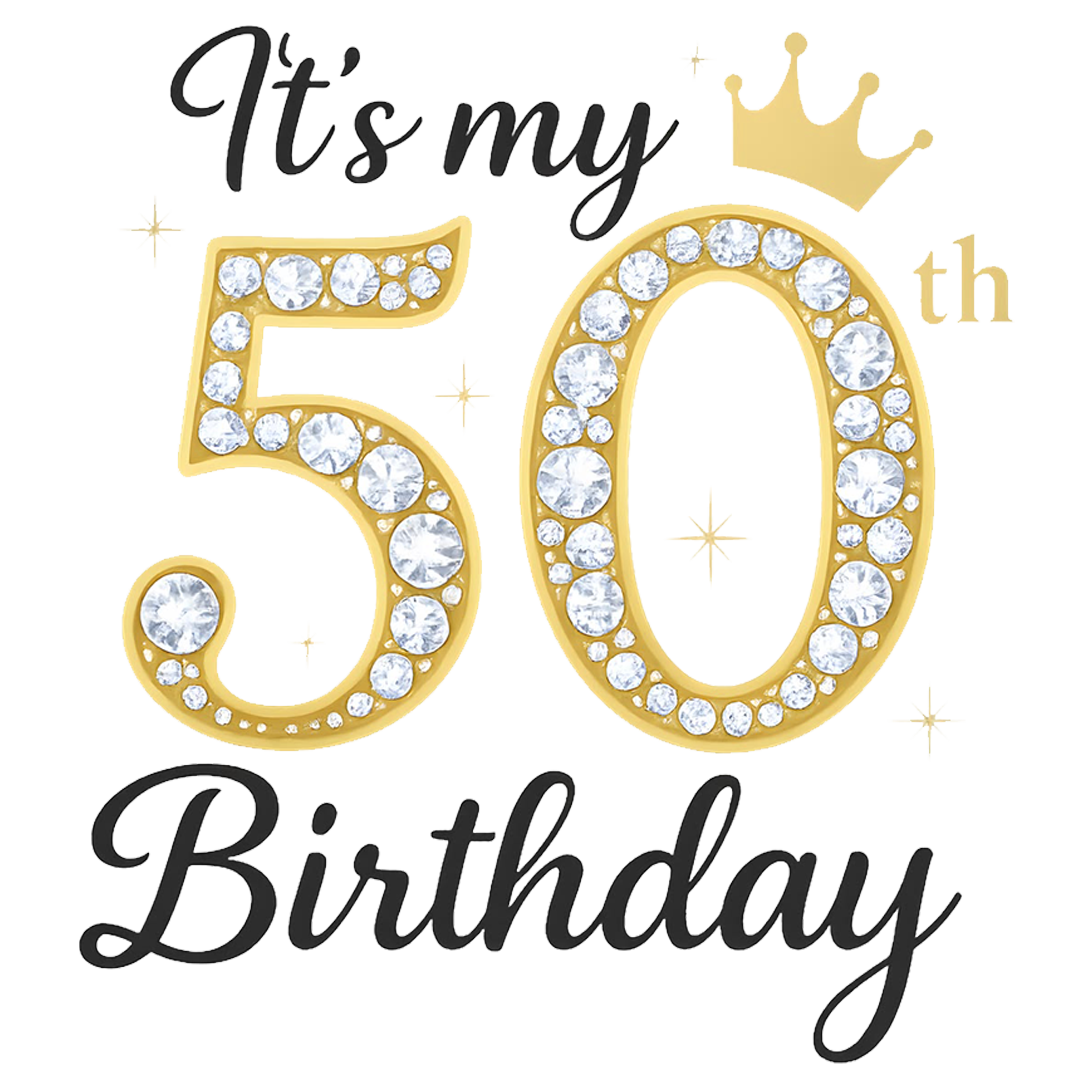 Golden Diamond Milestone Birthday DTF Transfer