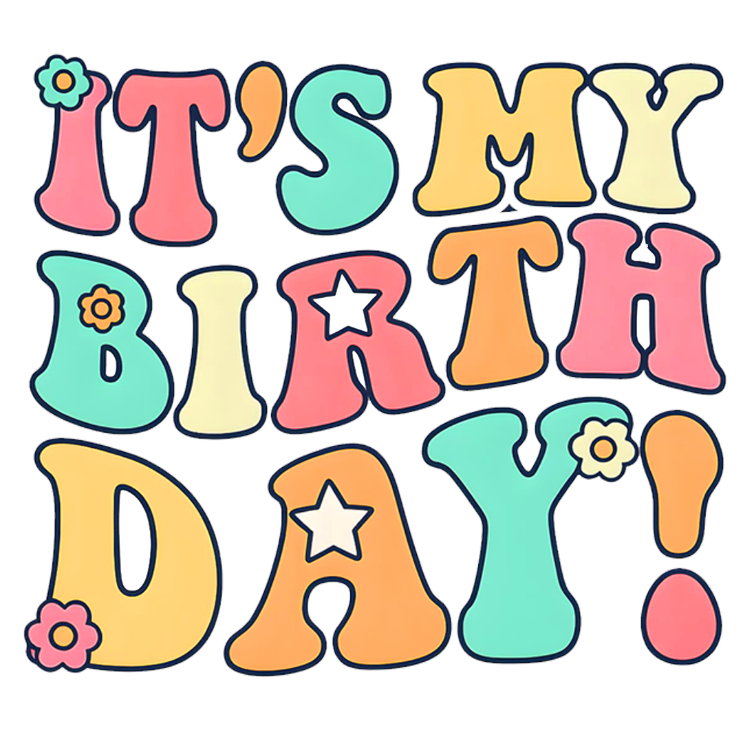 Retro Colorful Birthday Typography DTF Transfer