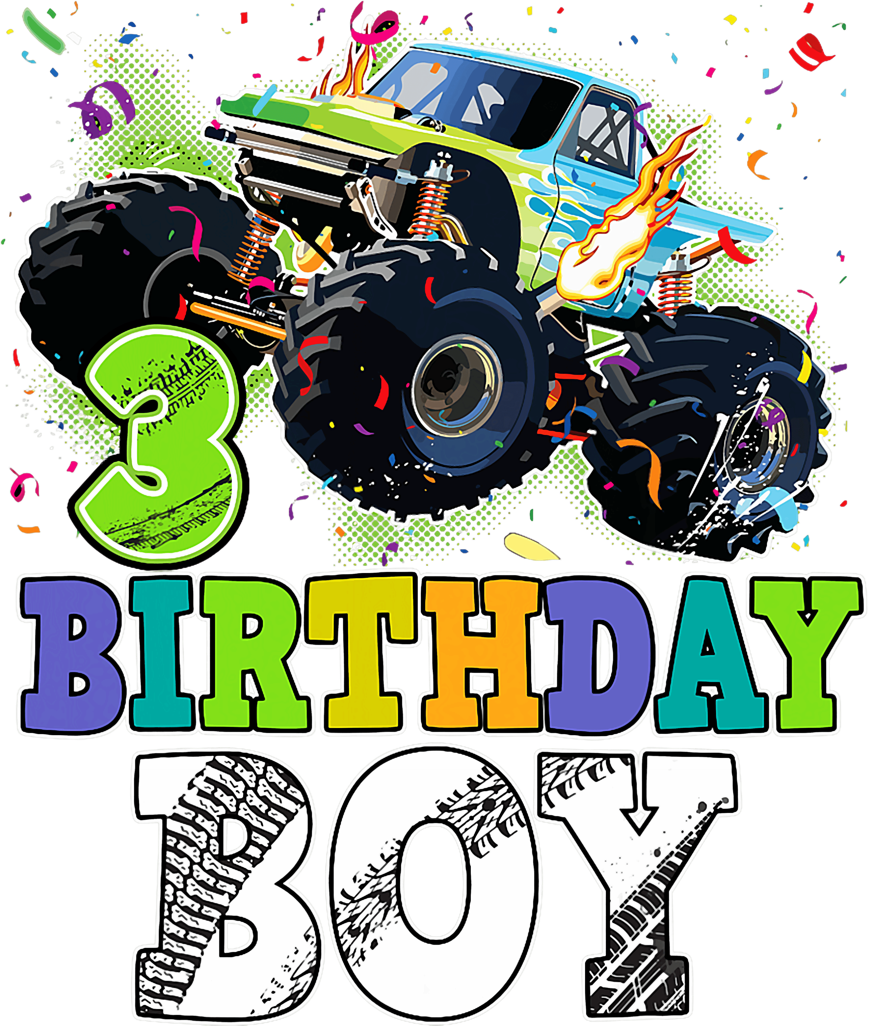 Monster Truck Birthday Boy DTF Transfer