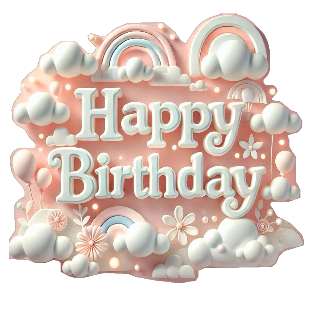 Pastel Rainbow Cloud Birthday DTF Transfer