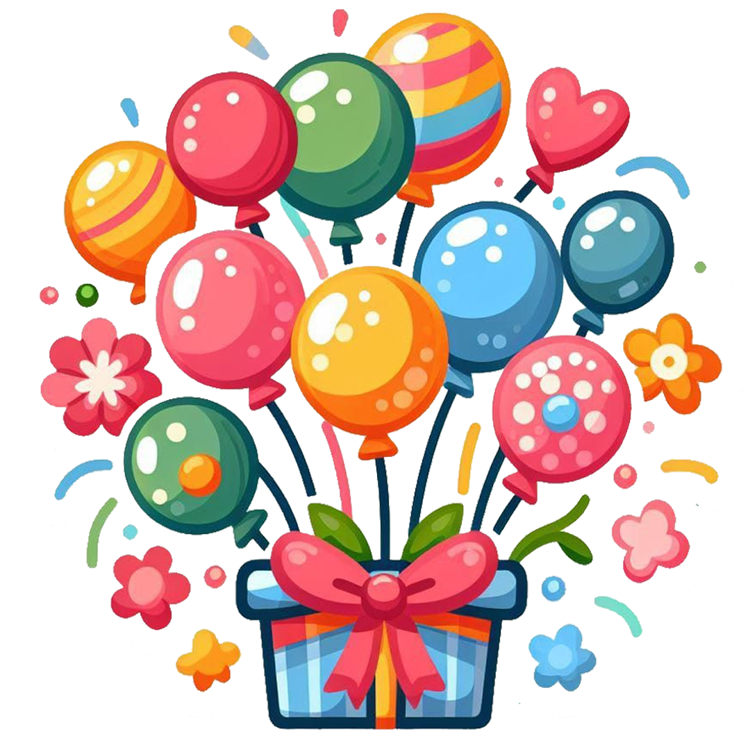 Colorful Birthday Balloon Bouquet DTF Transfer