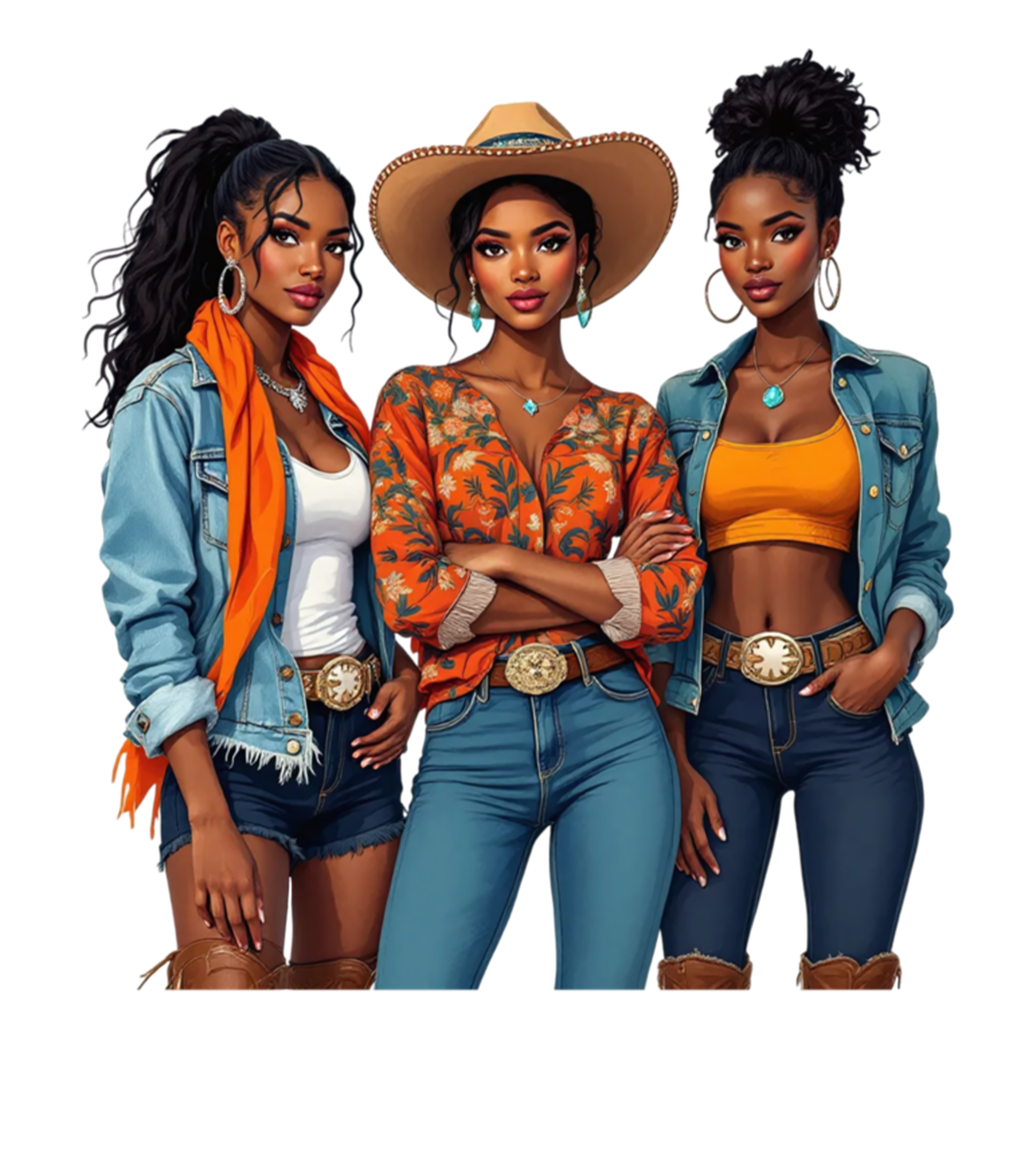 Black Cowgirl Squad Western Sisters DTF Transfer