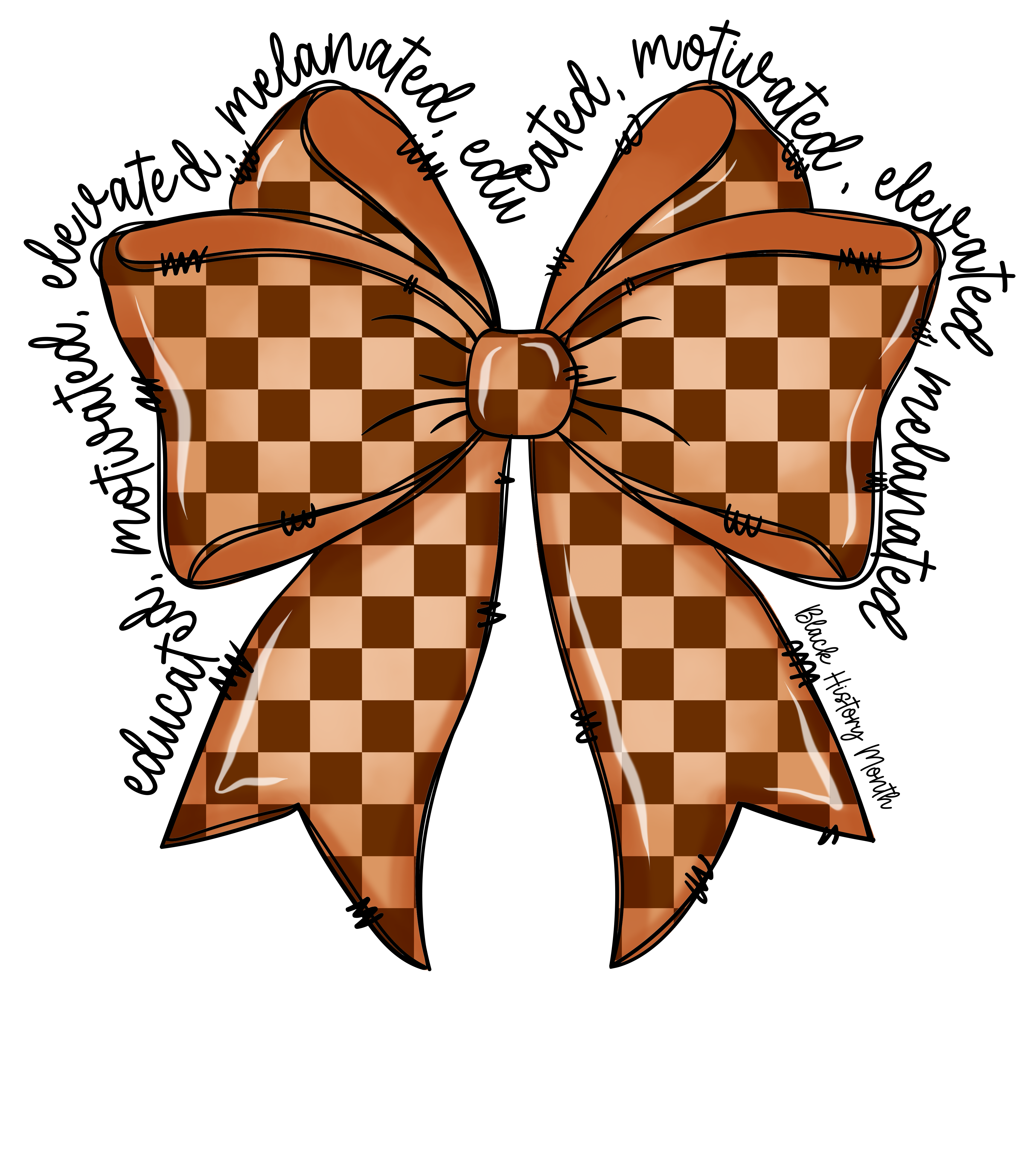 Brown Checkered Coquette Bow DTF Transfer
