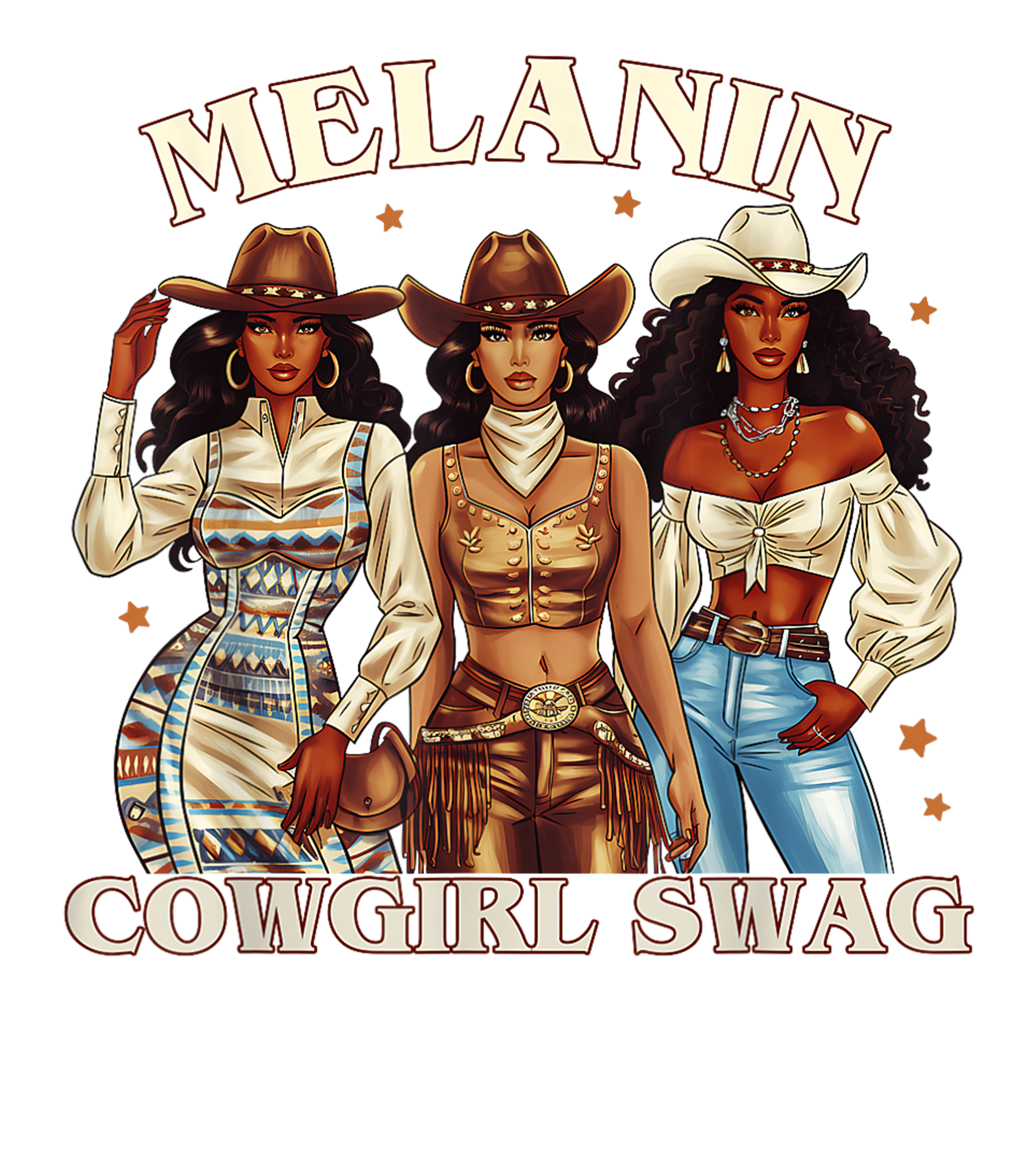 Melanin Cowgirl Swag Western Queen DTF Transfer