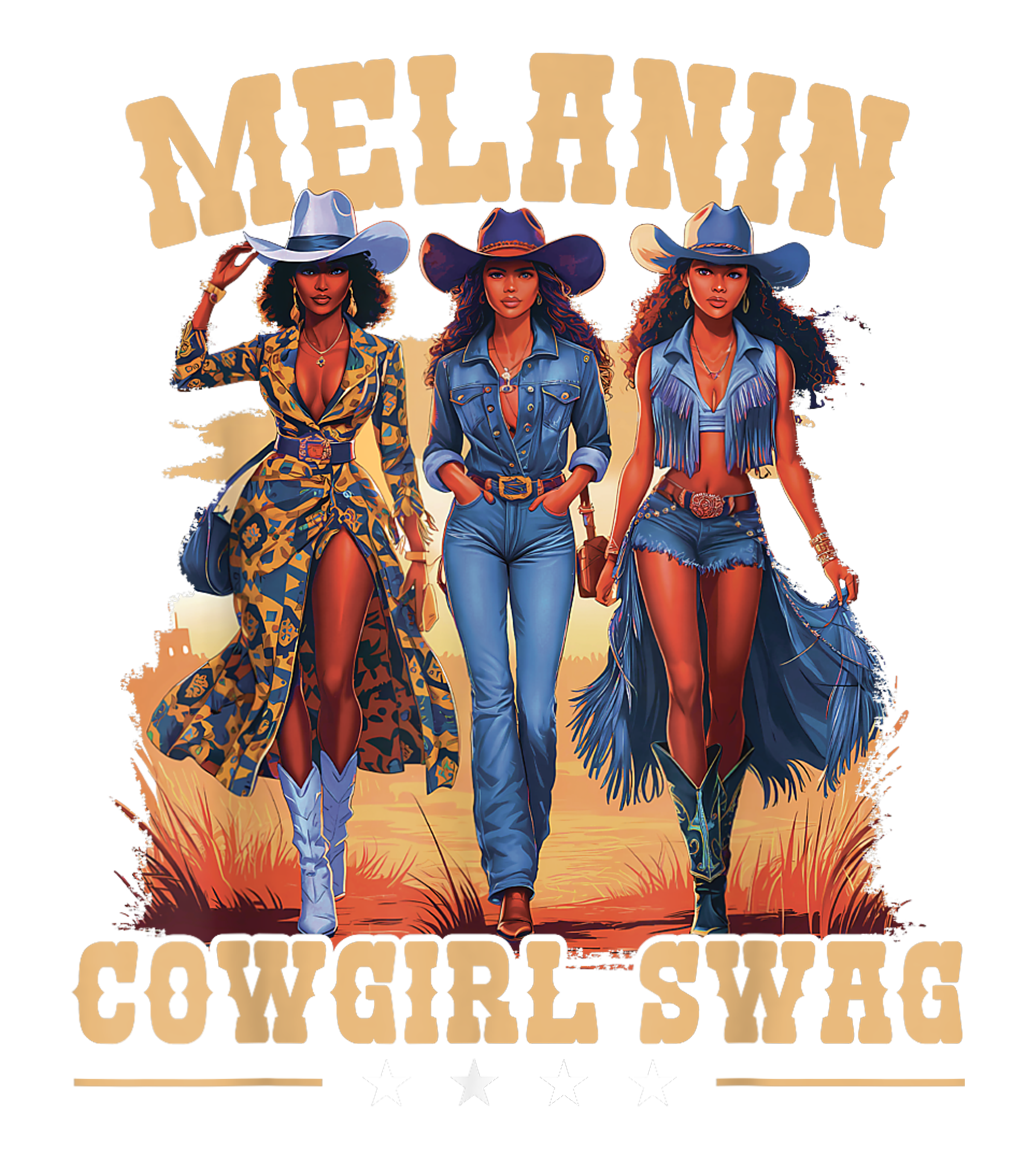 Melanin Cowgirl Swag Black Western Fashion DTF Transfer