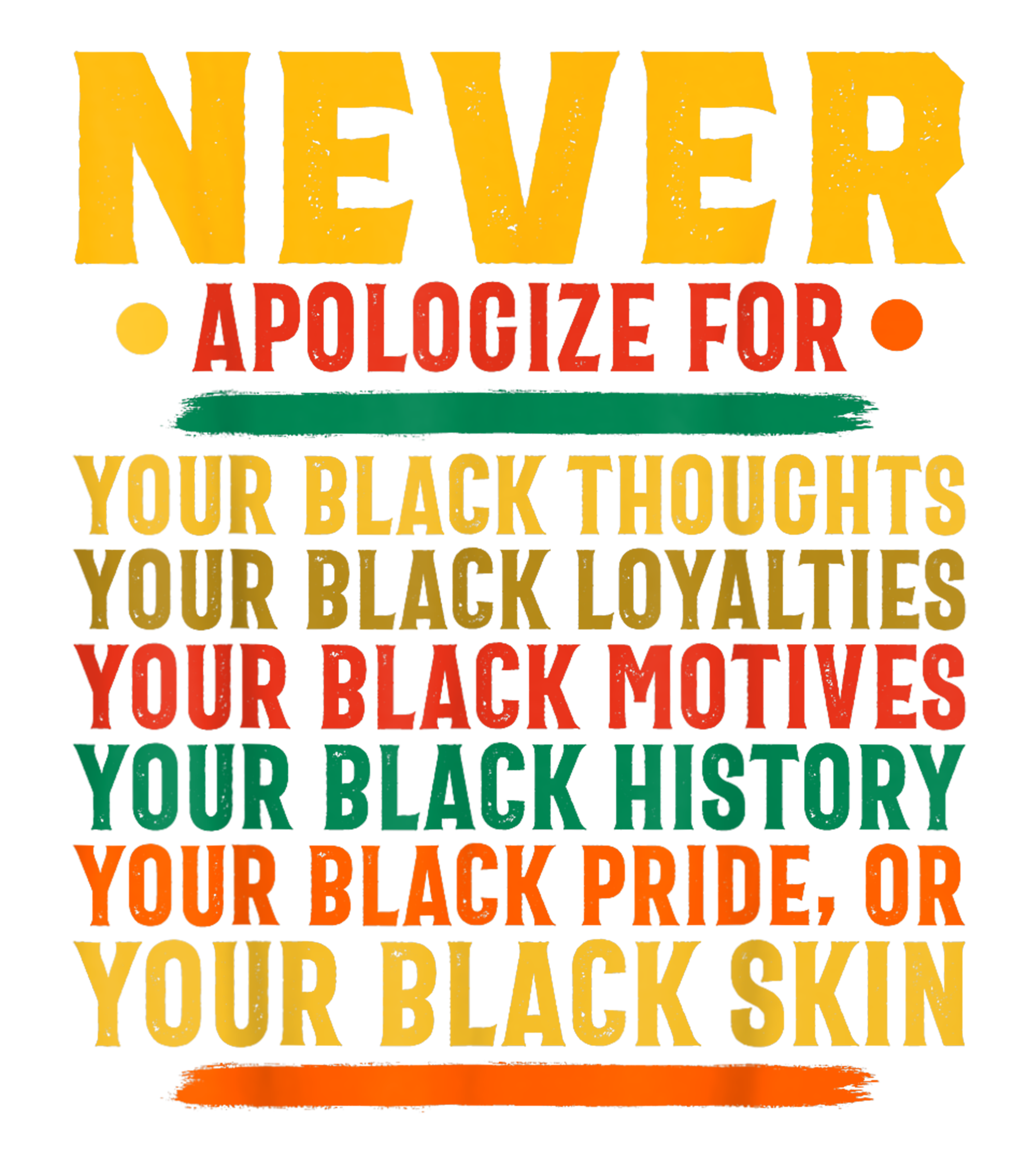 Never Apologize For Your Black Identity Pride DTF Transfer