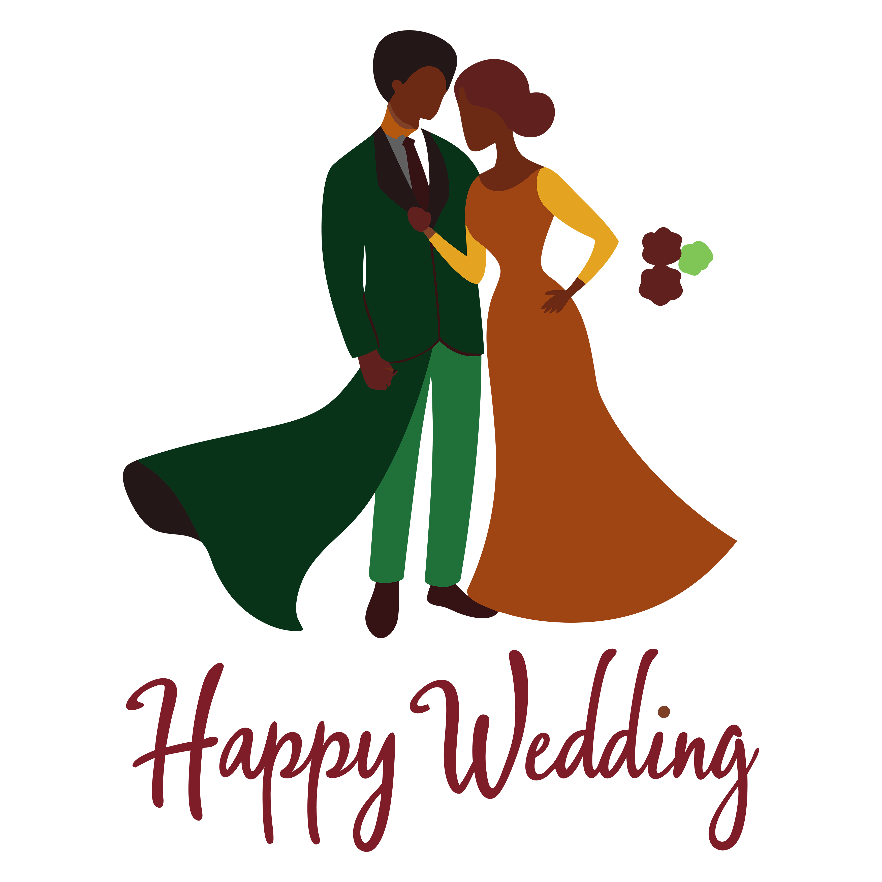 Elegant Happy Wedding Couple DTF Transfer