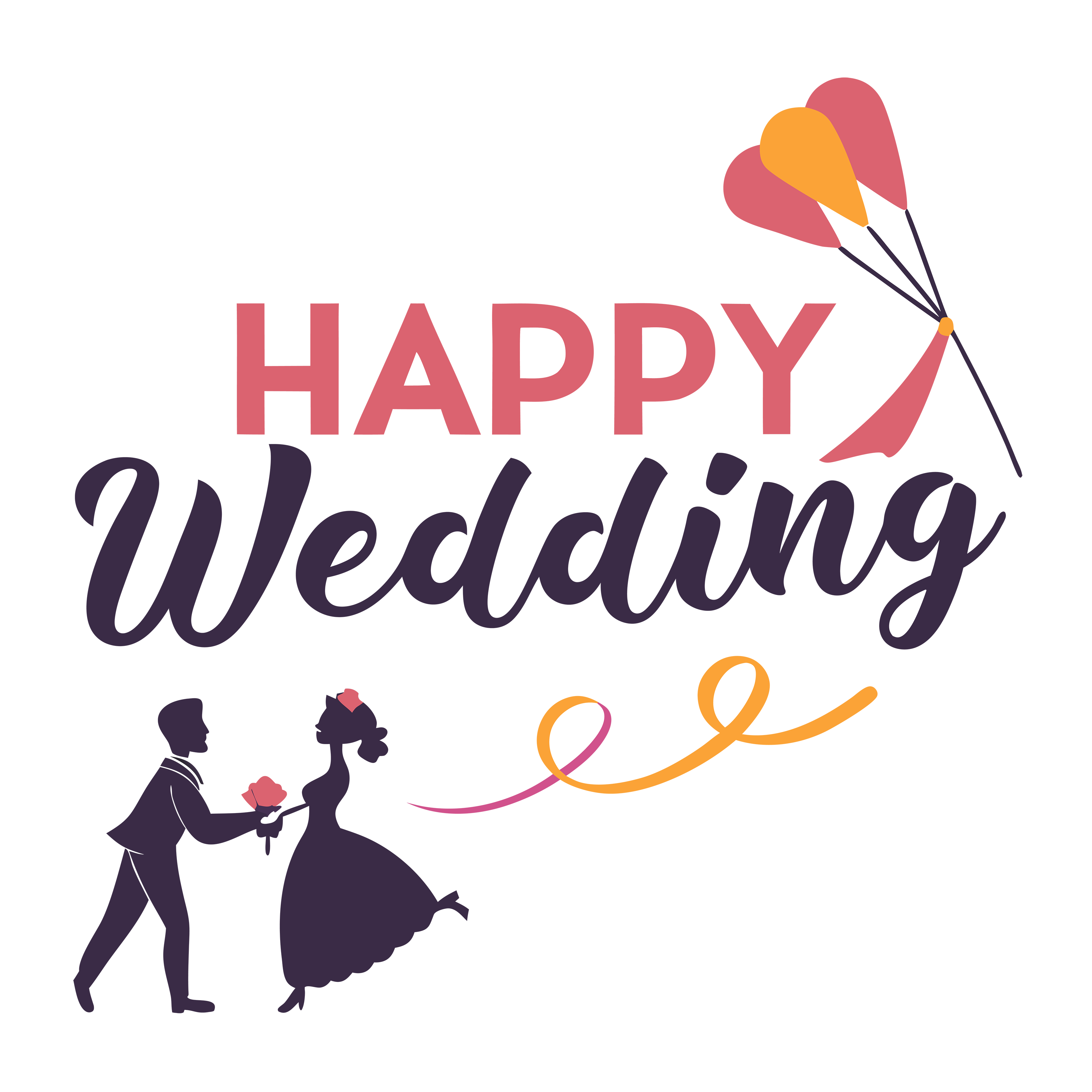 Romantic Happy Wedding DTF Transfer
