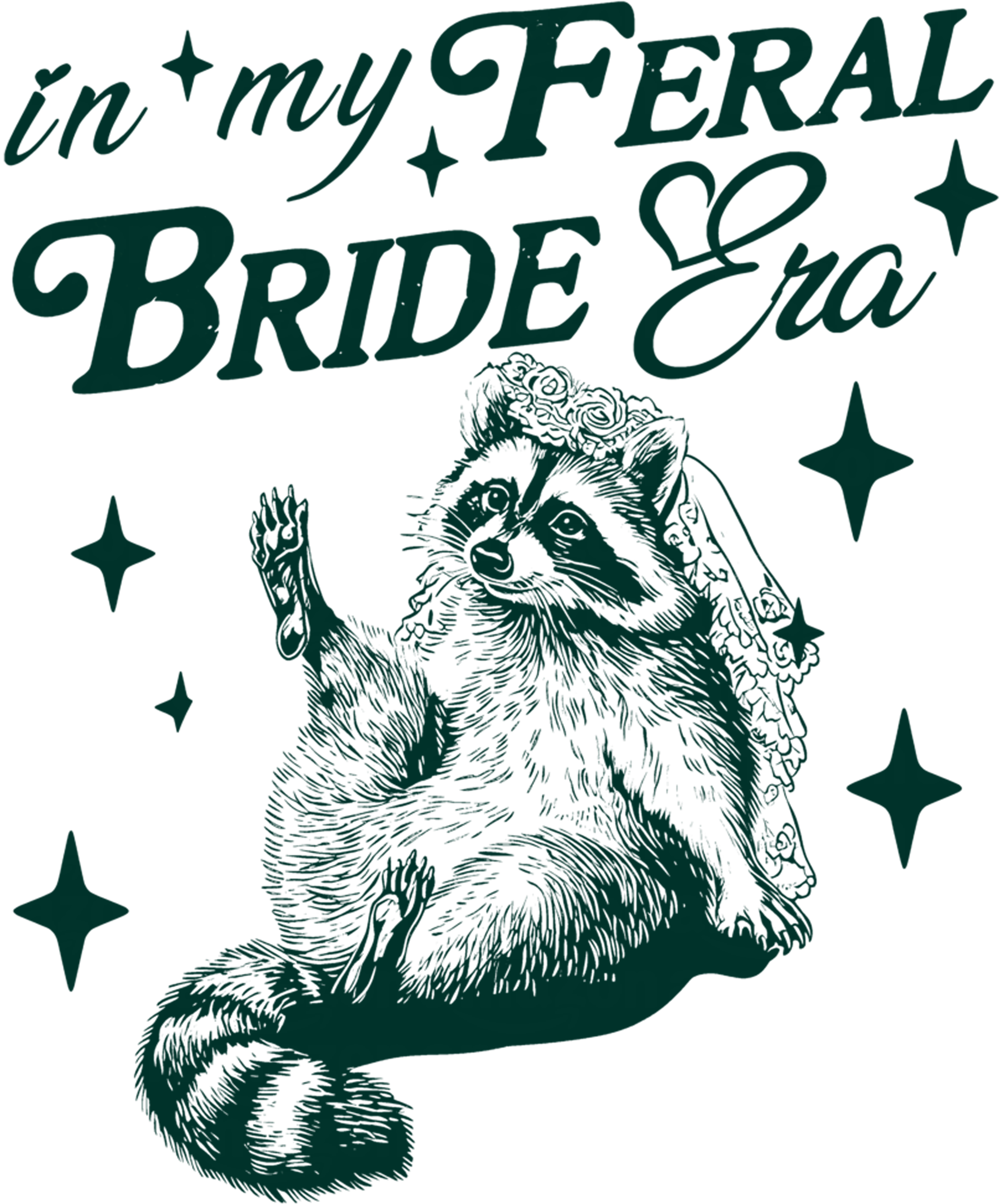 Feral Raccoon Bride Era DTF Transfer