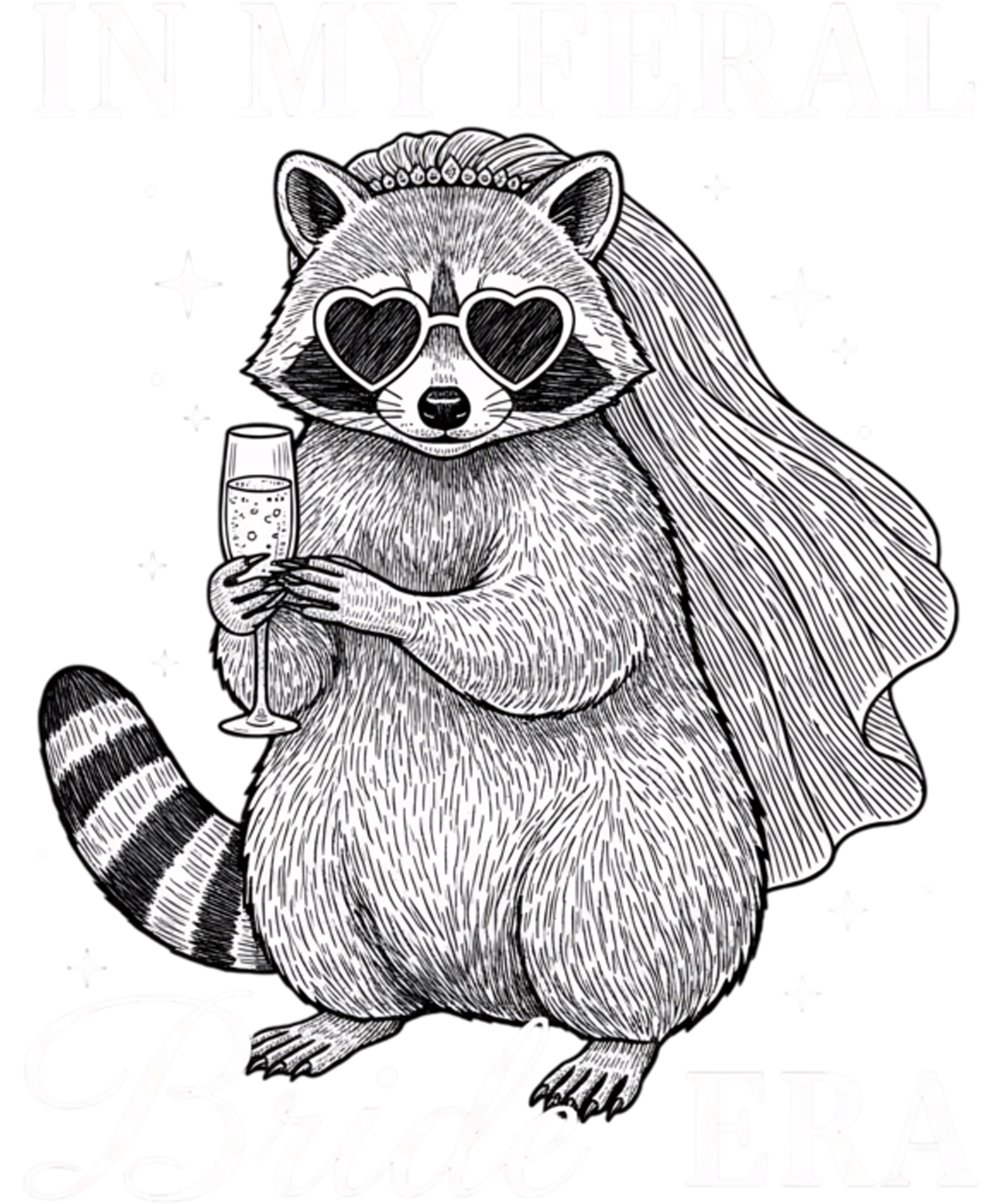 Champagne Raccoon Bride Era DTF Transfer