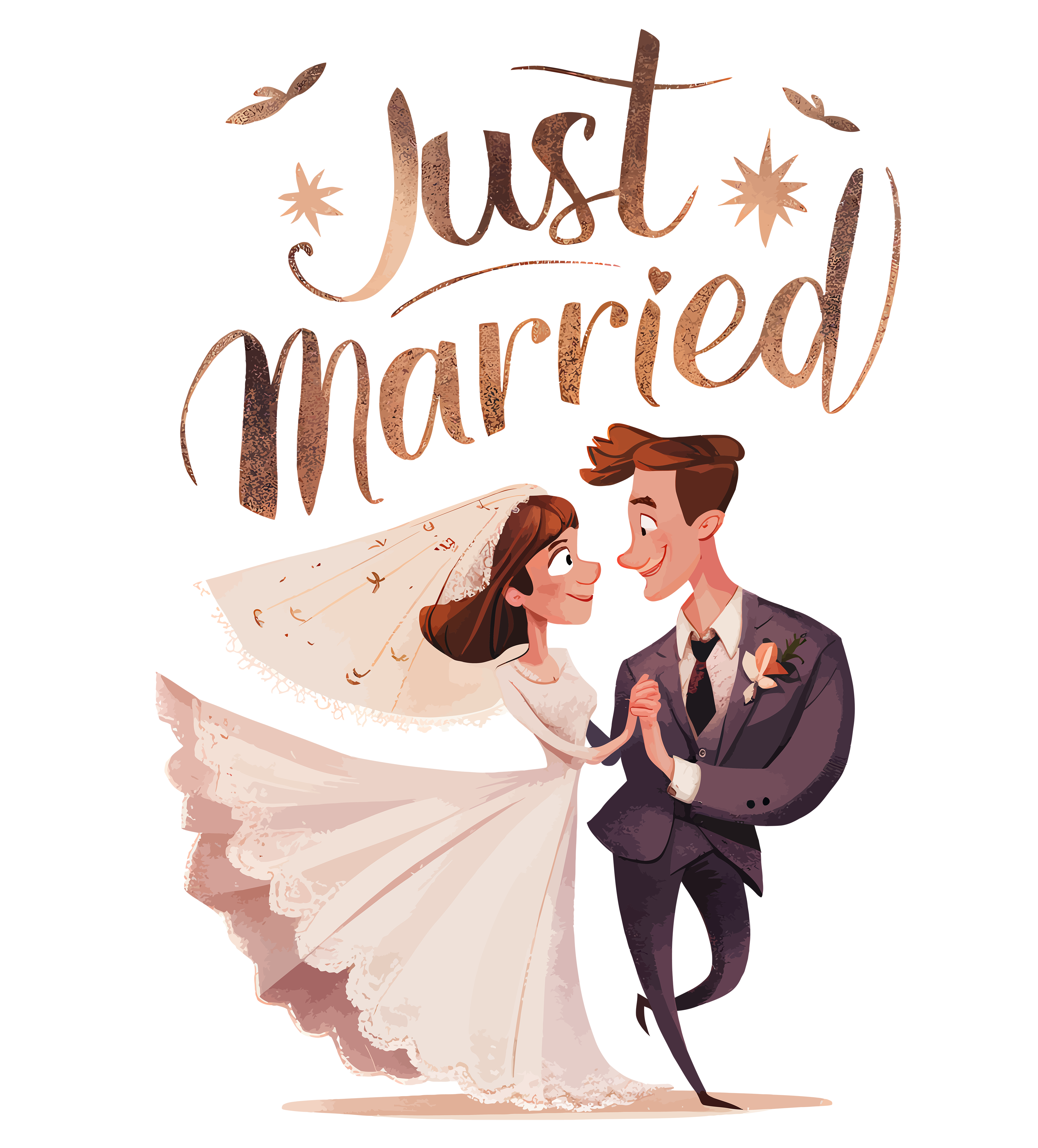 Just Married Wedding Couple DTF Transfer