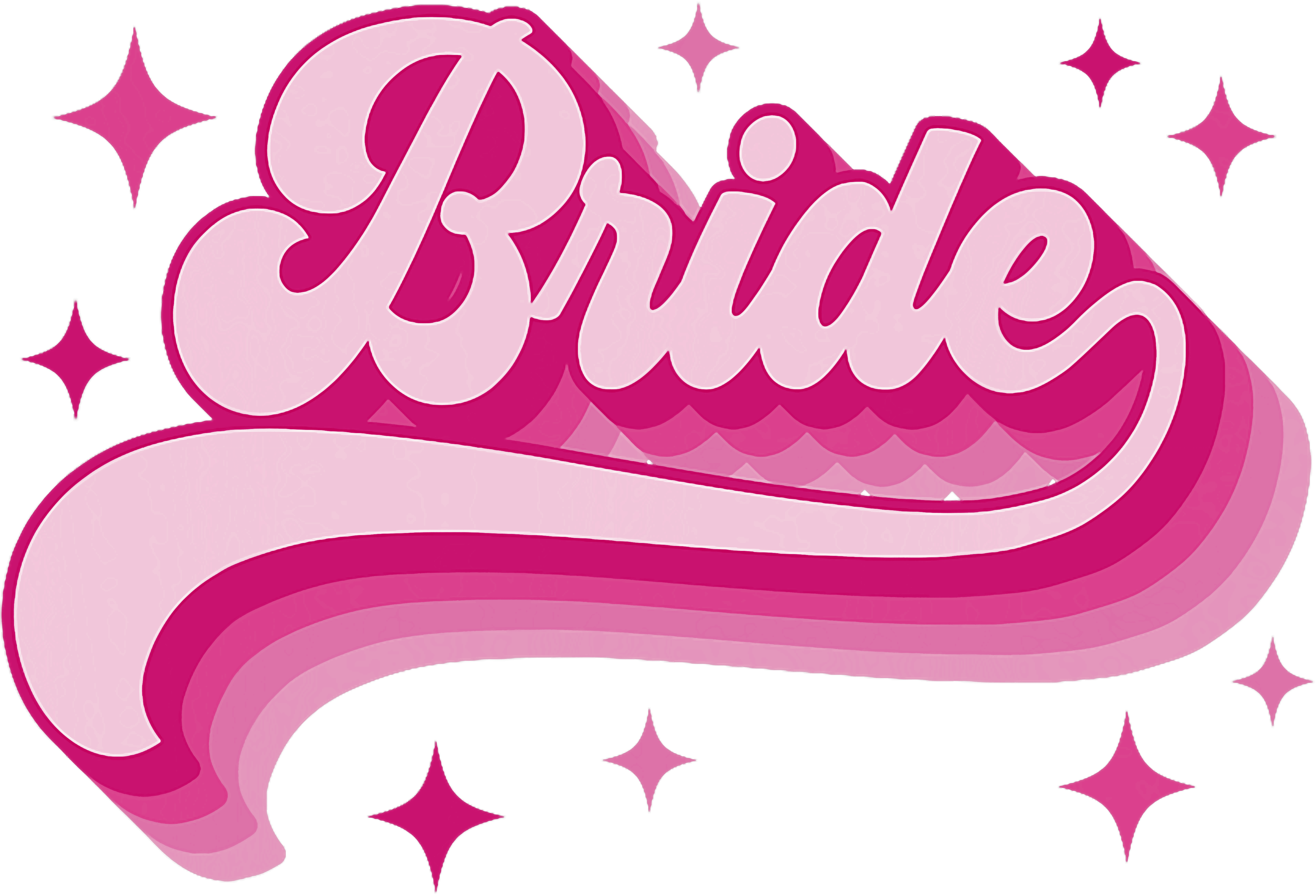 Bride Pink Retro Bubble Script DTF Transfer