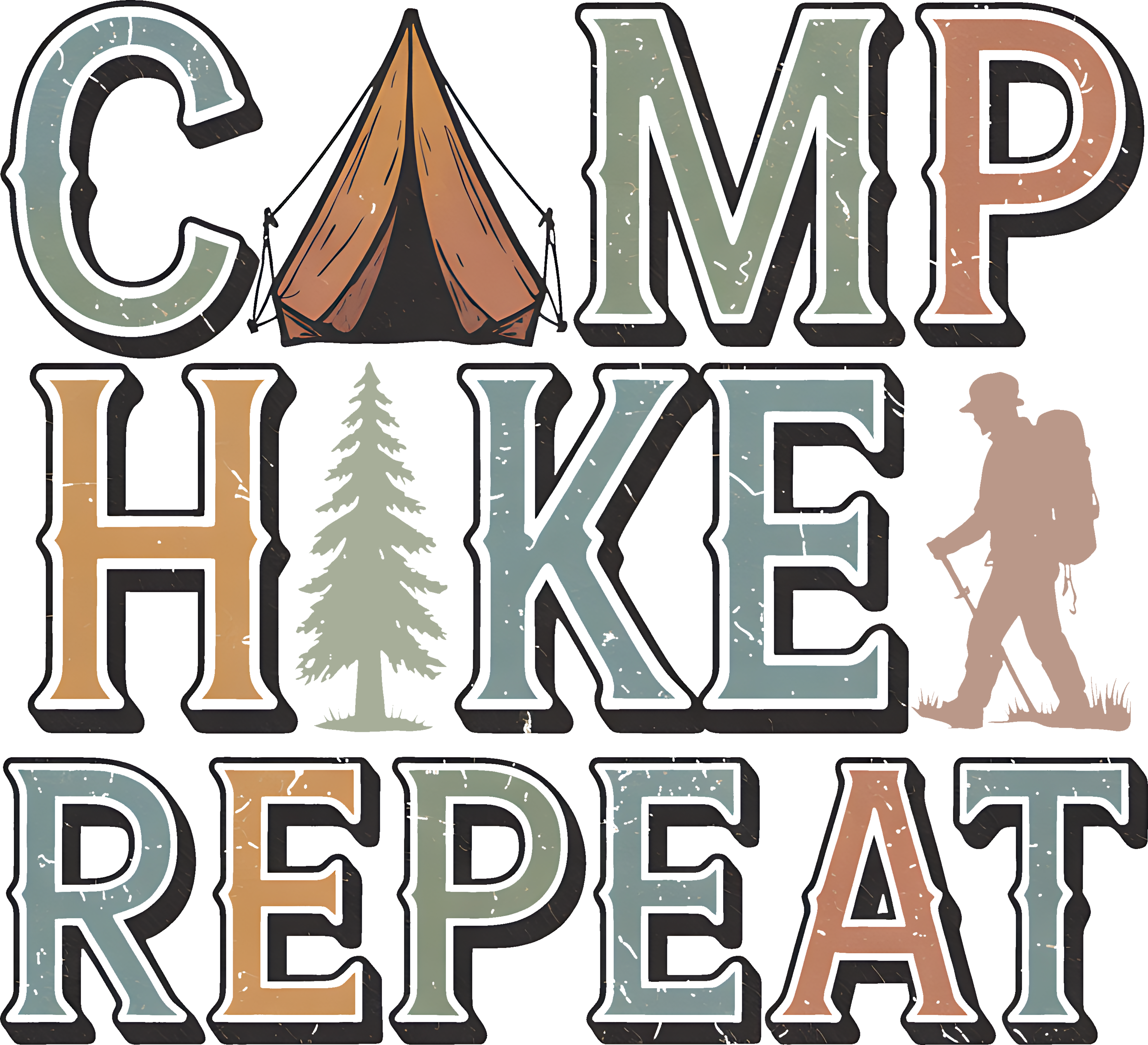 Camp Hike Repeat DTF Transfer