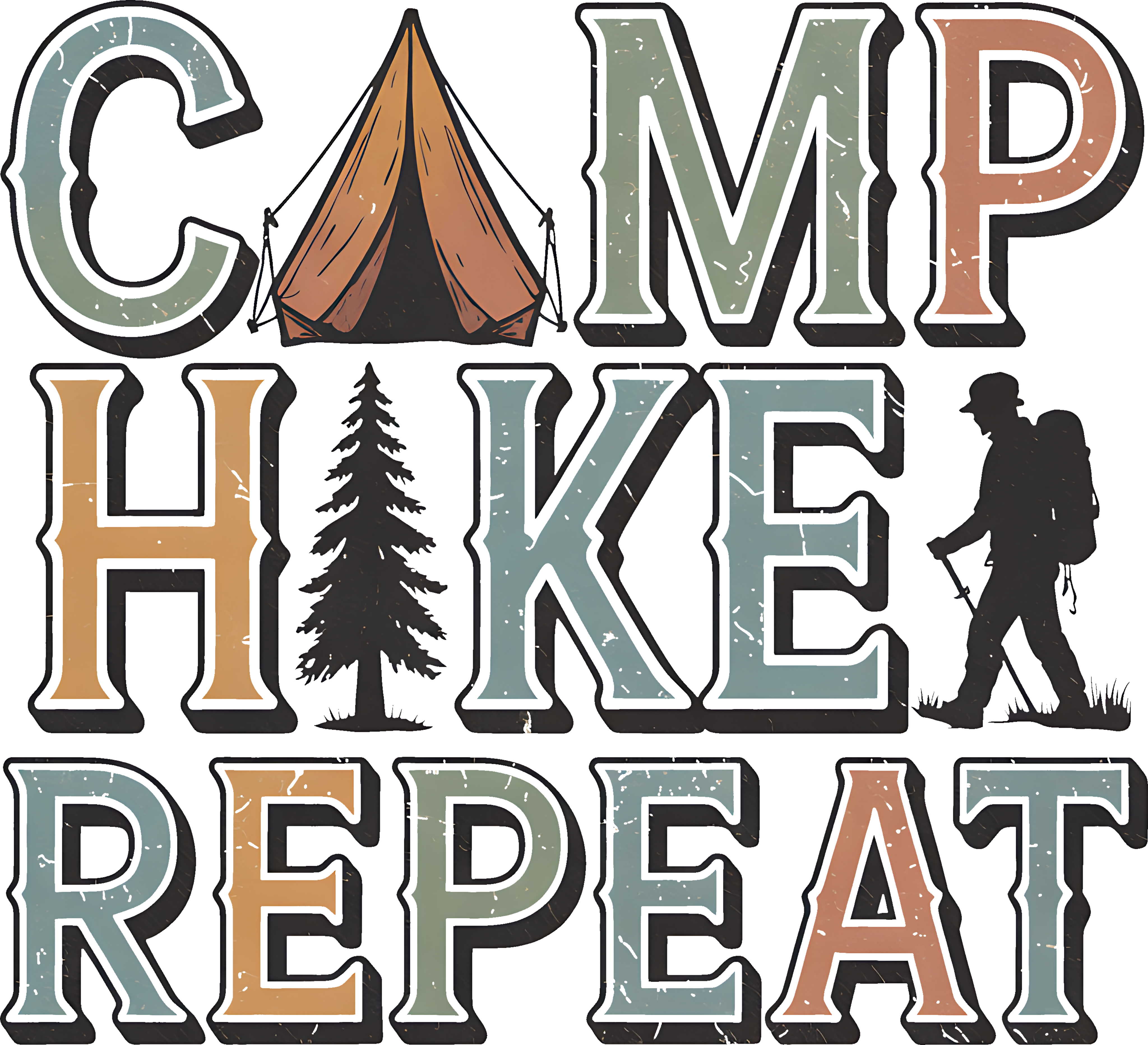 Camp Hike Repeat DTF Transfer