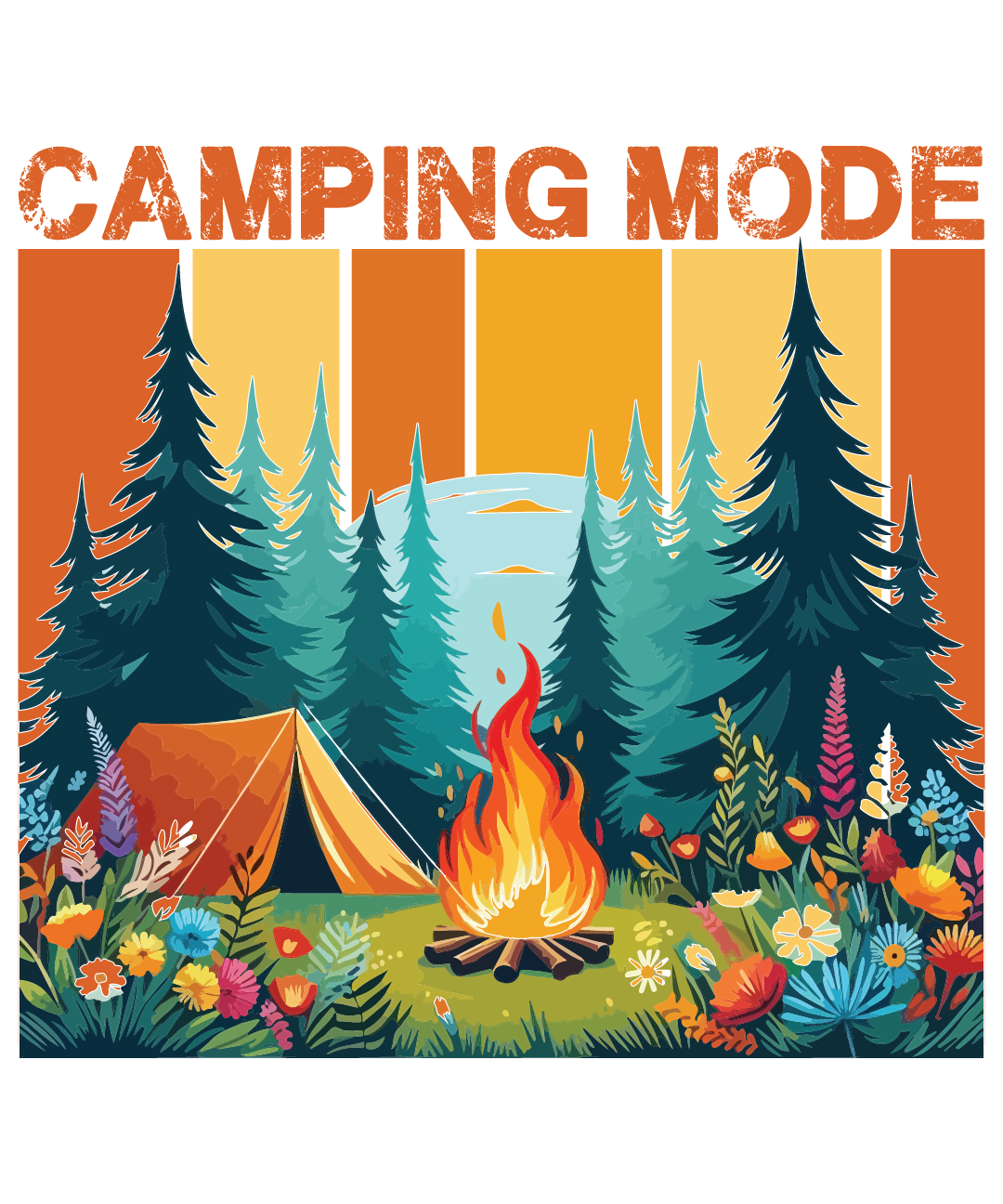 Colorful Camping Mode DTF Transfer