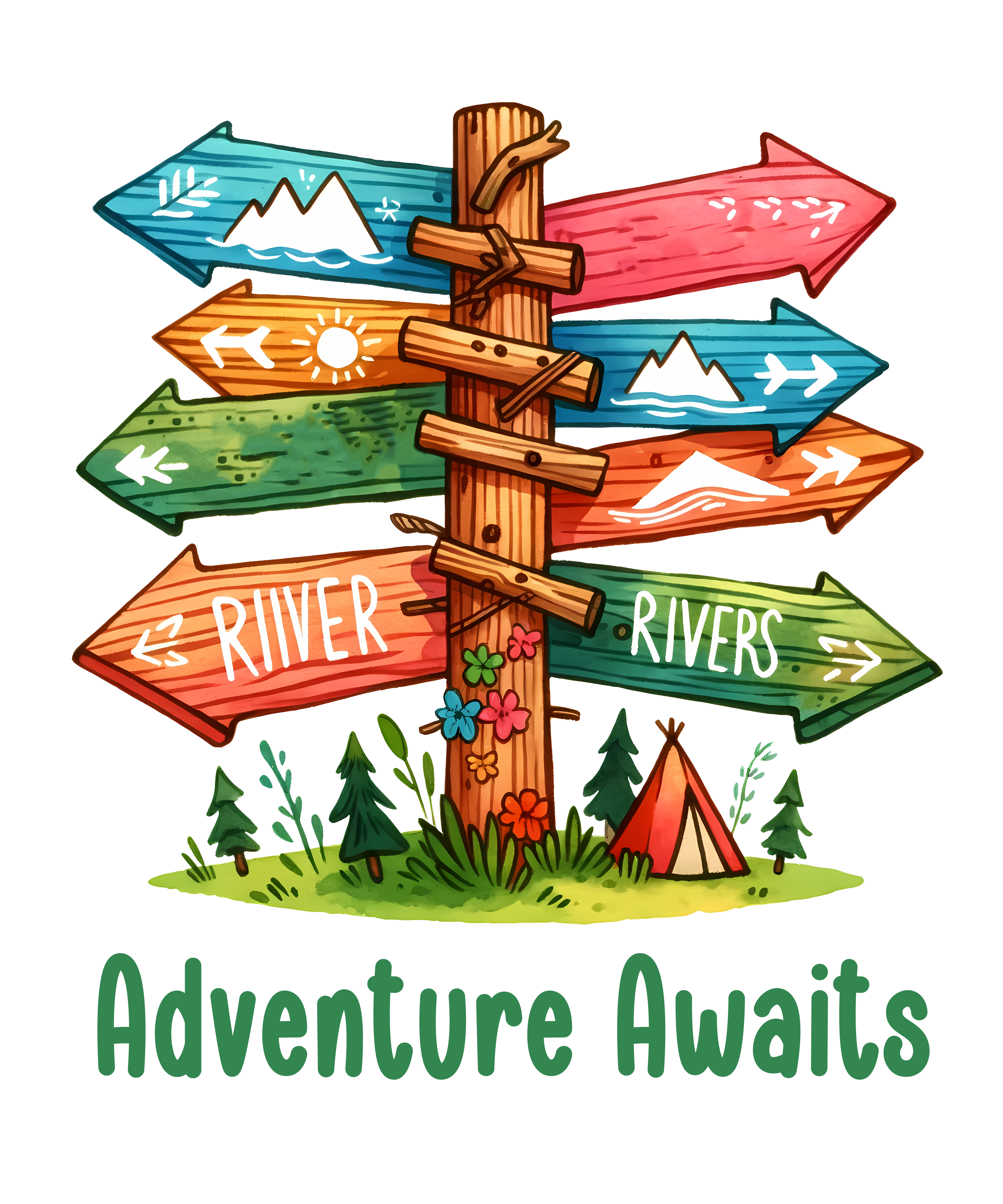 Adventure Awaits Camping Signs DTF Transfer