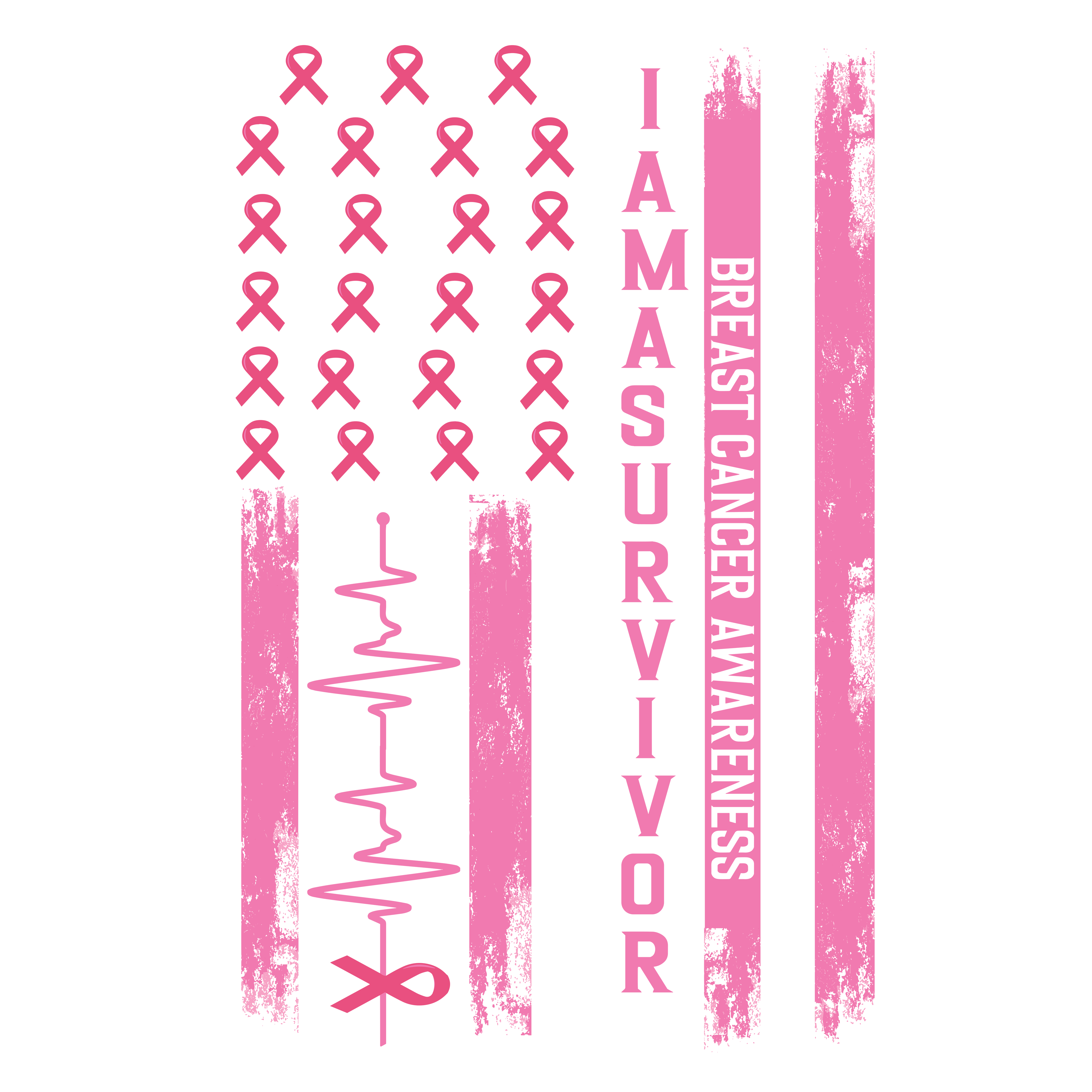 I Am A Survivor Breast Cancer Awareness Flag DTF Transfer
