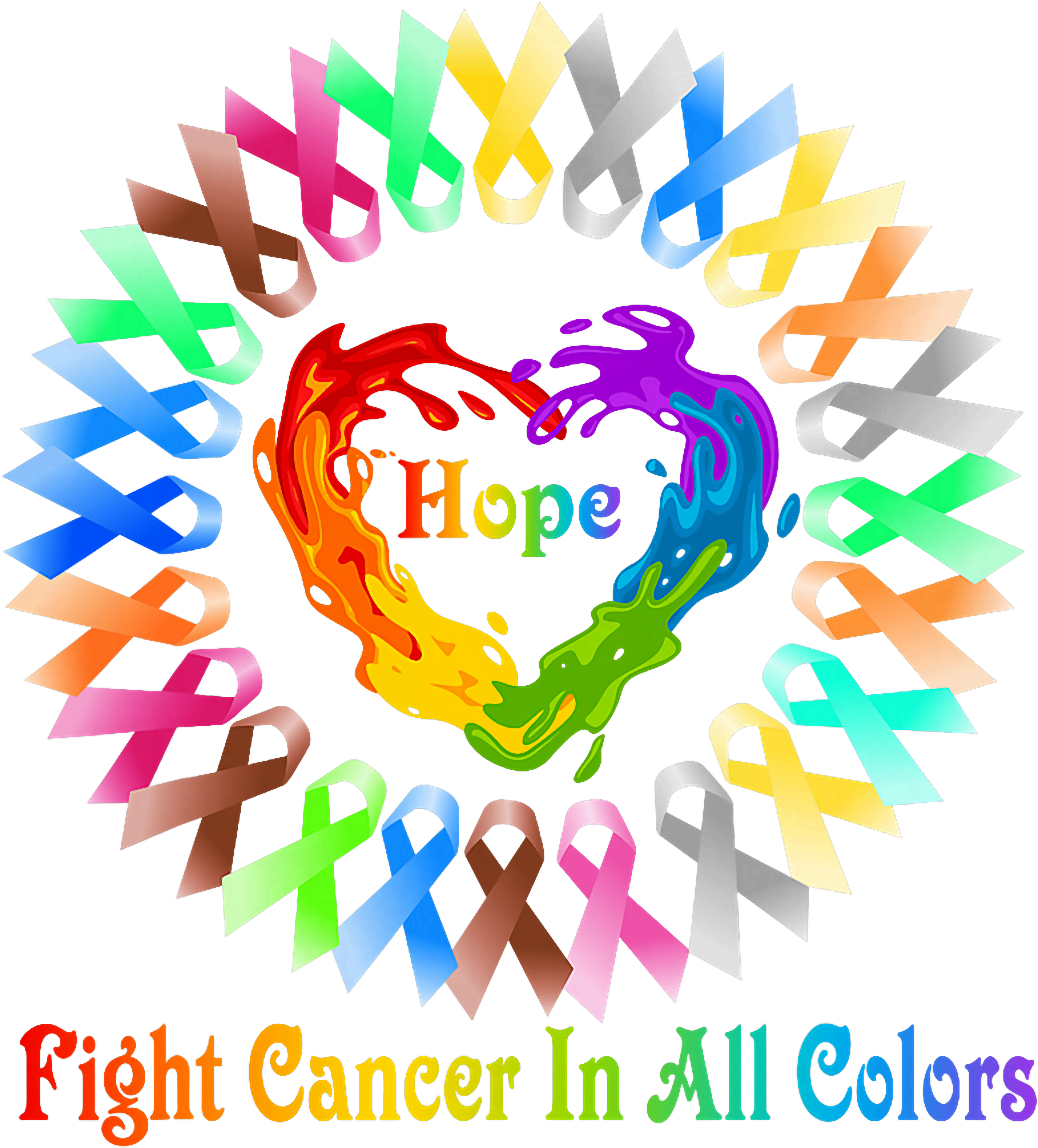 Colorful Cancer Ribbons Of Hope DTF Transfer