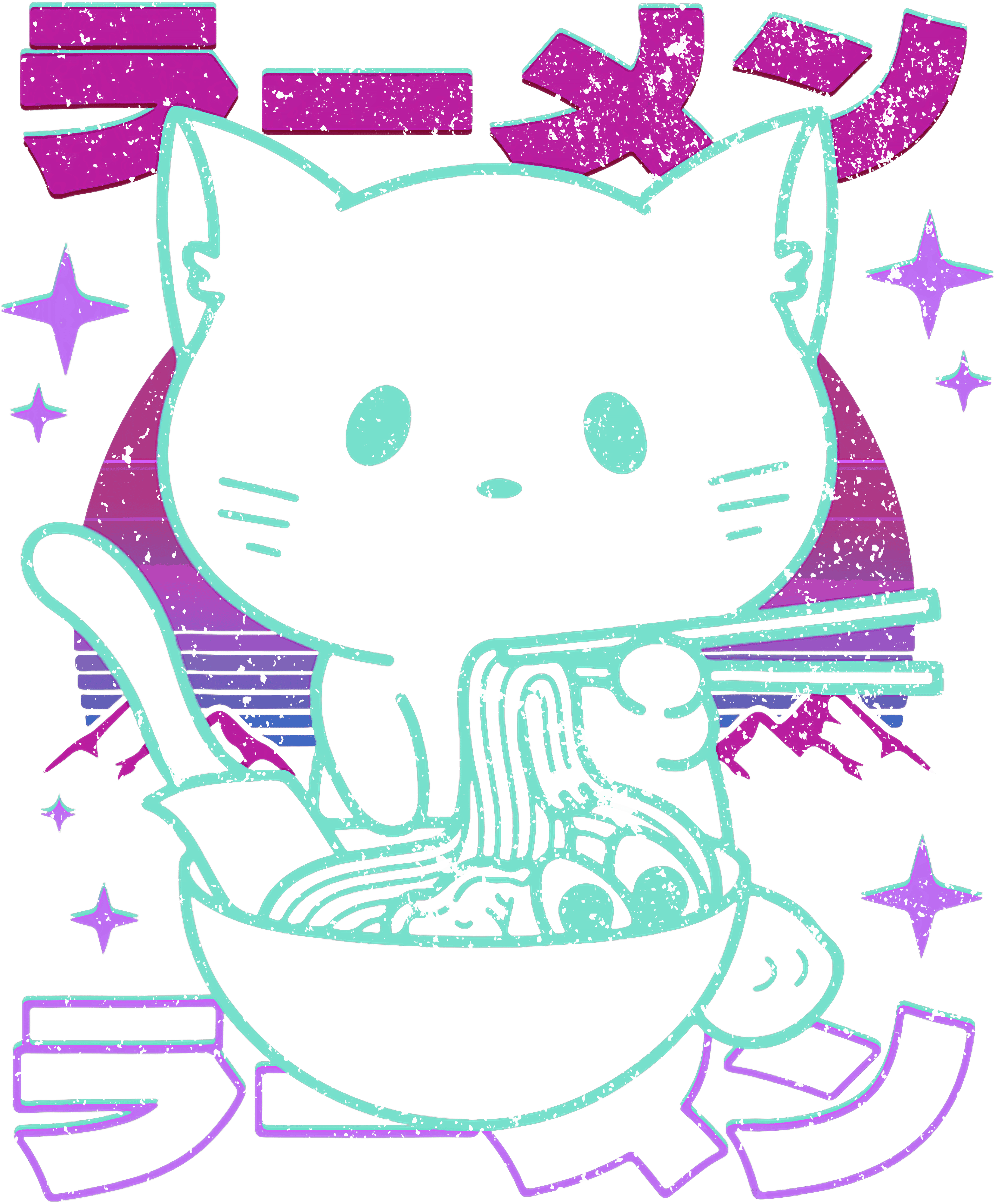 Neon Noodle Cat Nights DTF Transfer