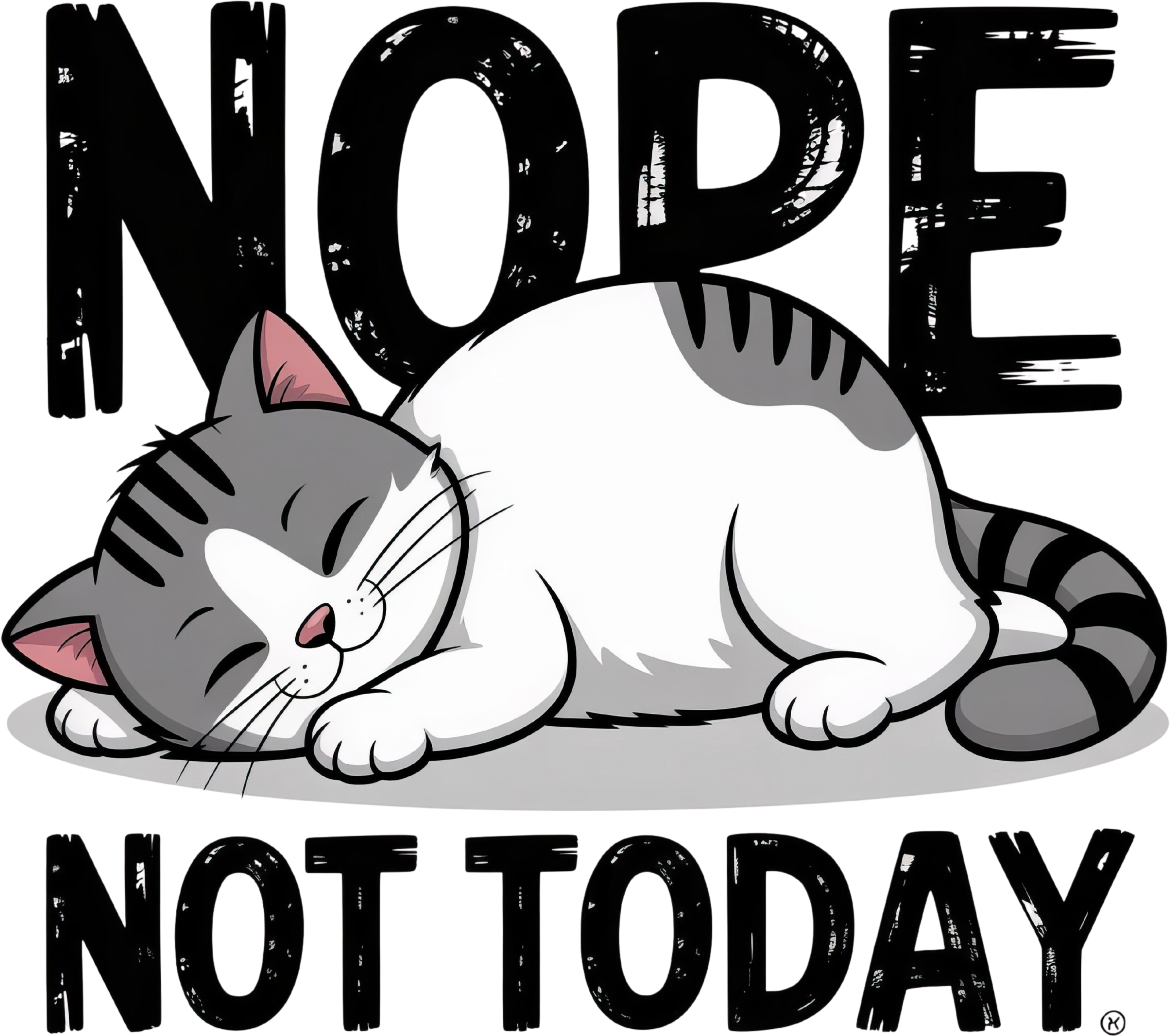 Sleeping Cat Not Today Design DTF Transfer
