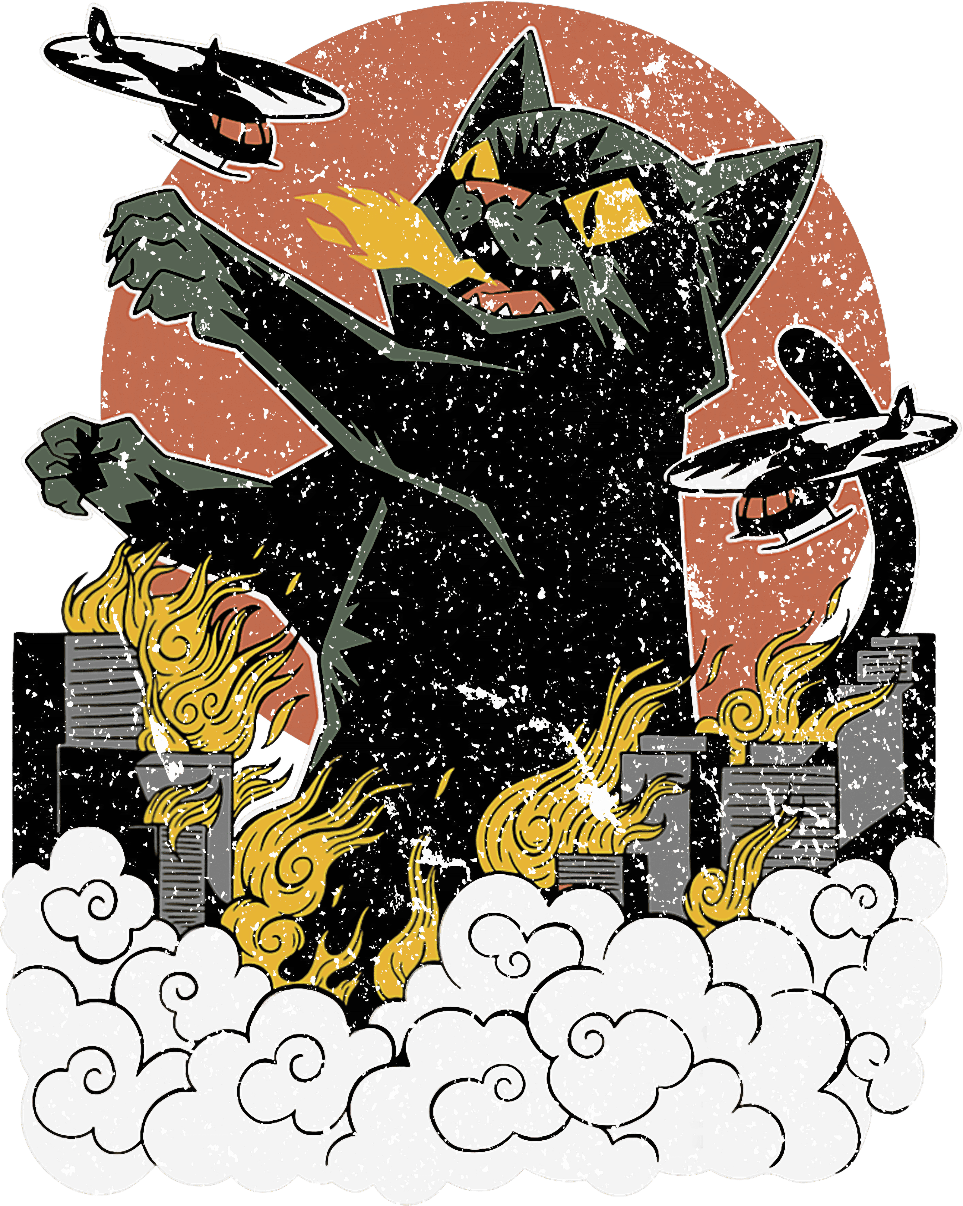 Catzilla Attack On The City DTF Transfer