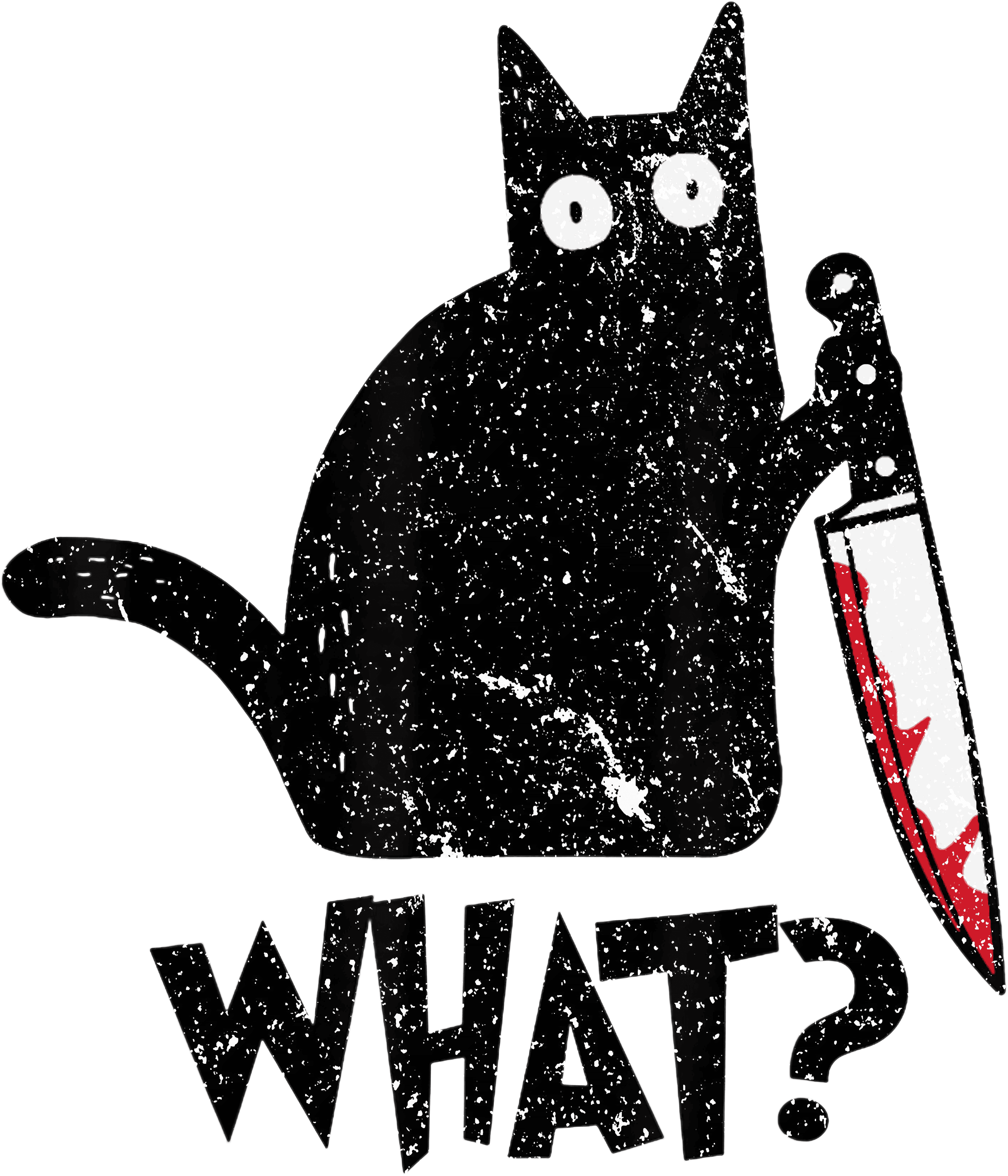Black Cat With Bloody Knife What DTF Transfer