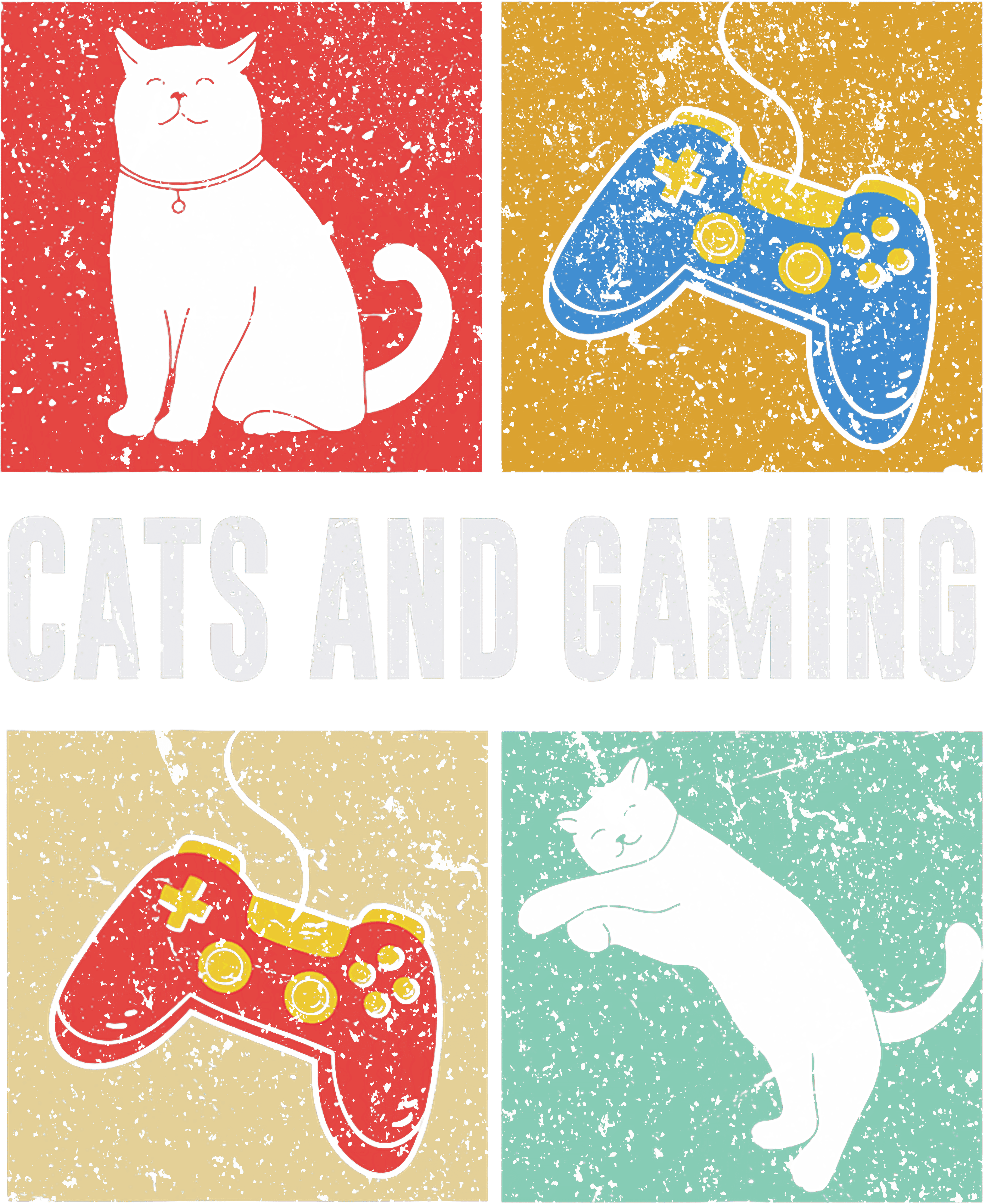 Retro Gamer Cat Design DTF Transfer
