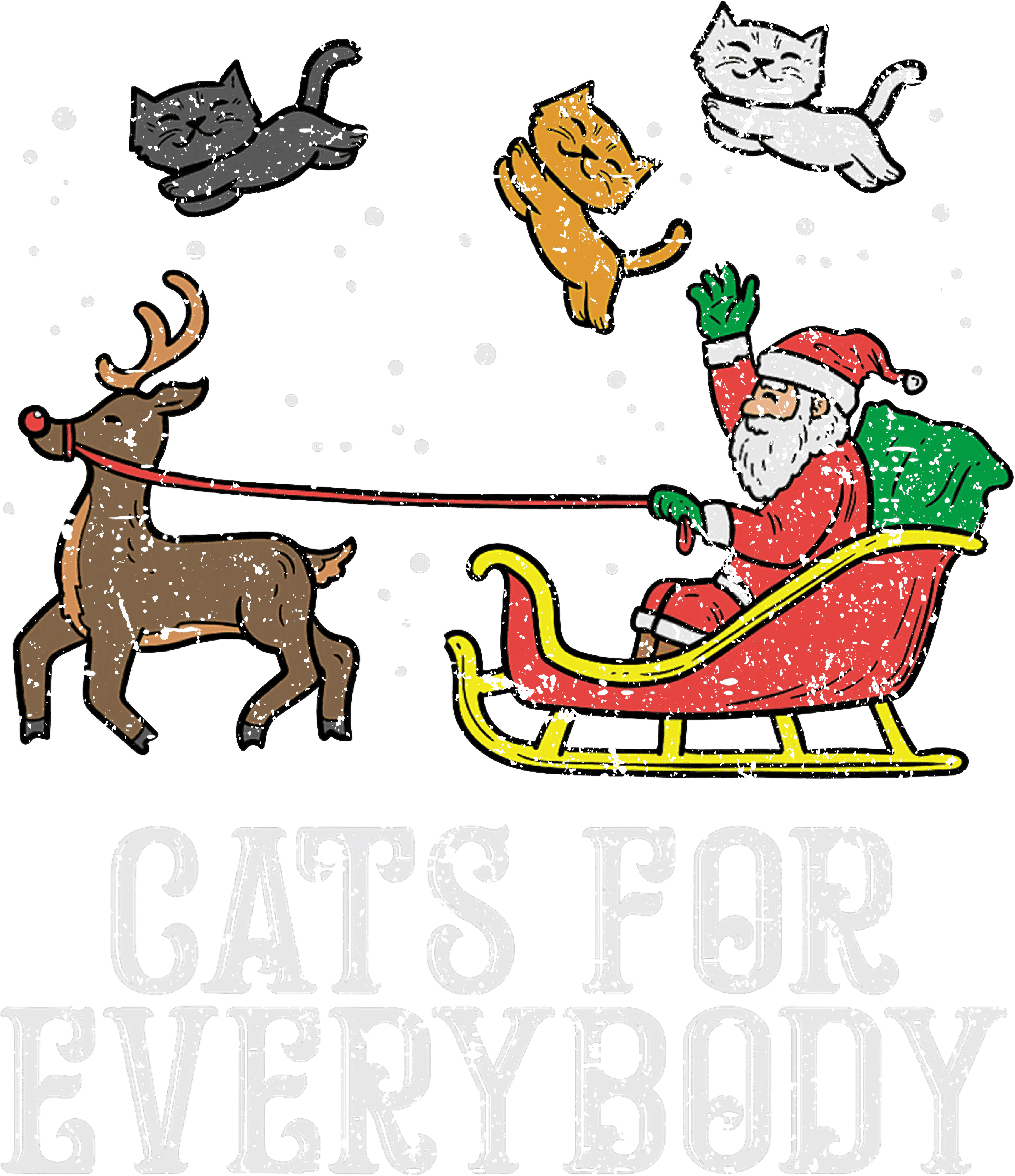 Santas Flying Felines DTF Transfer
