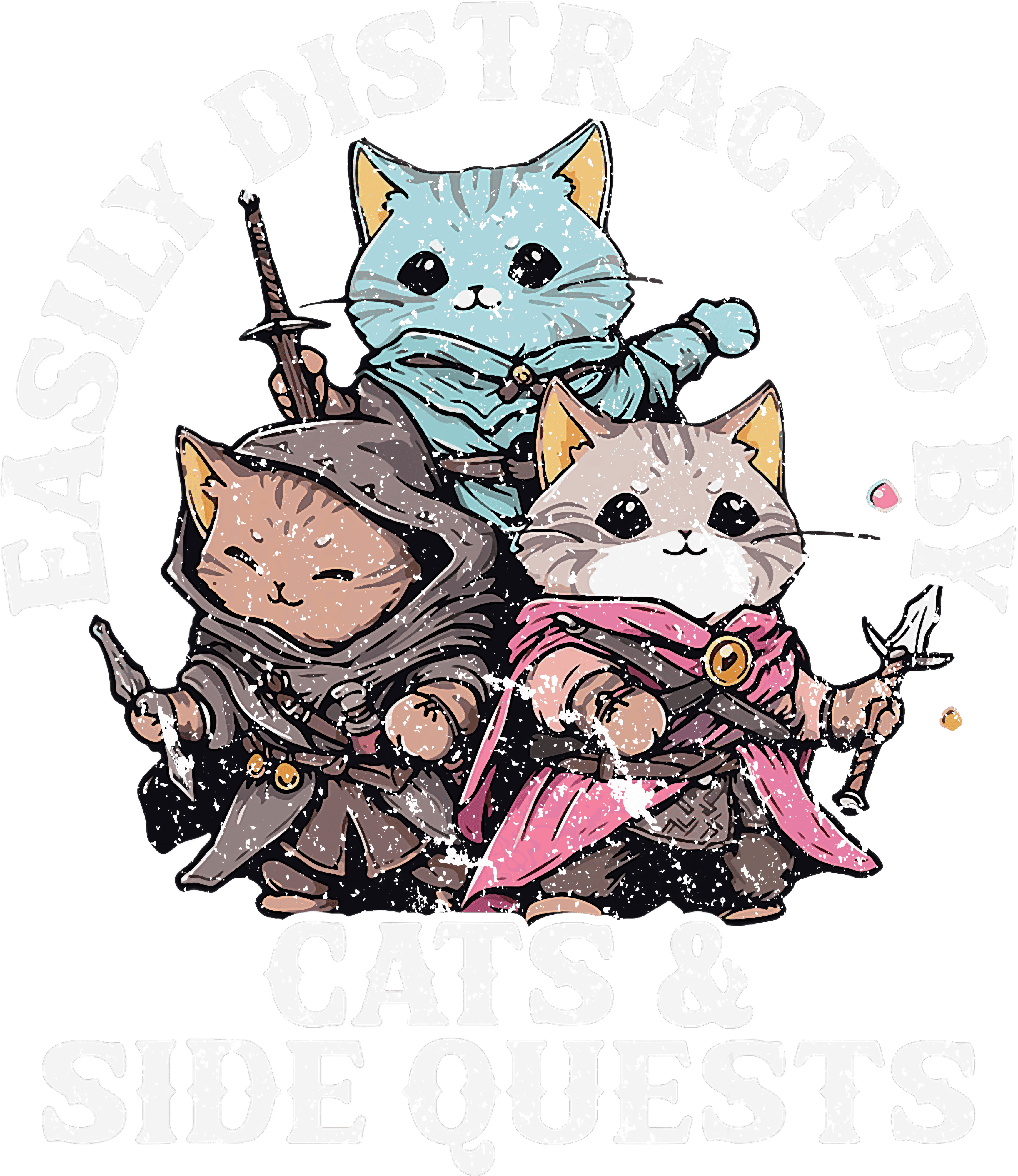 Easily Distracted By Cats And Side Quests DTF Transfer