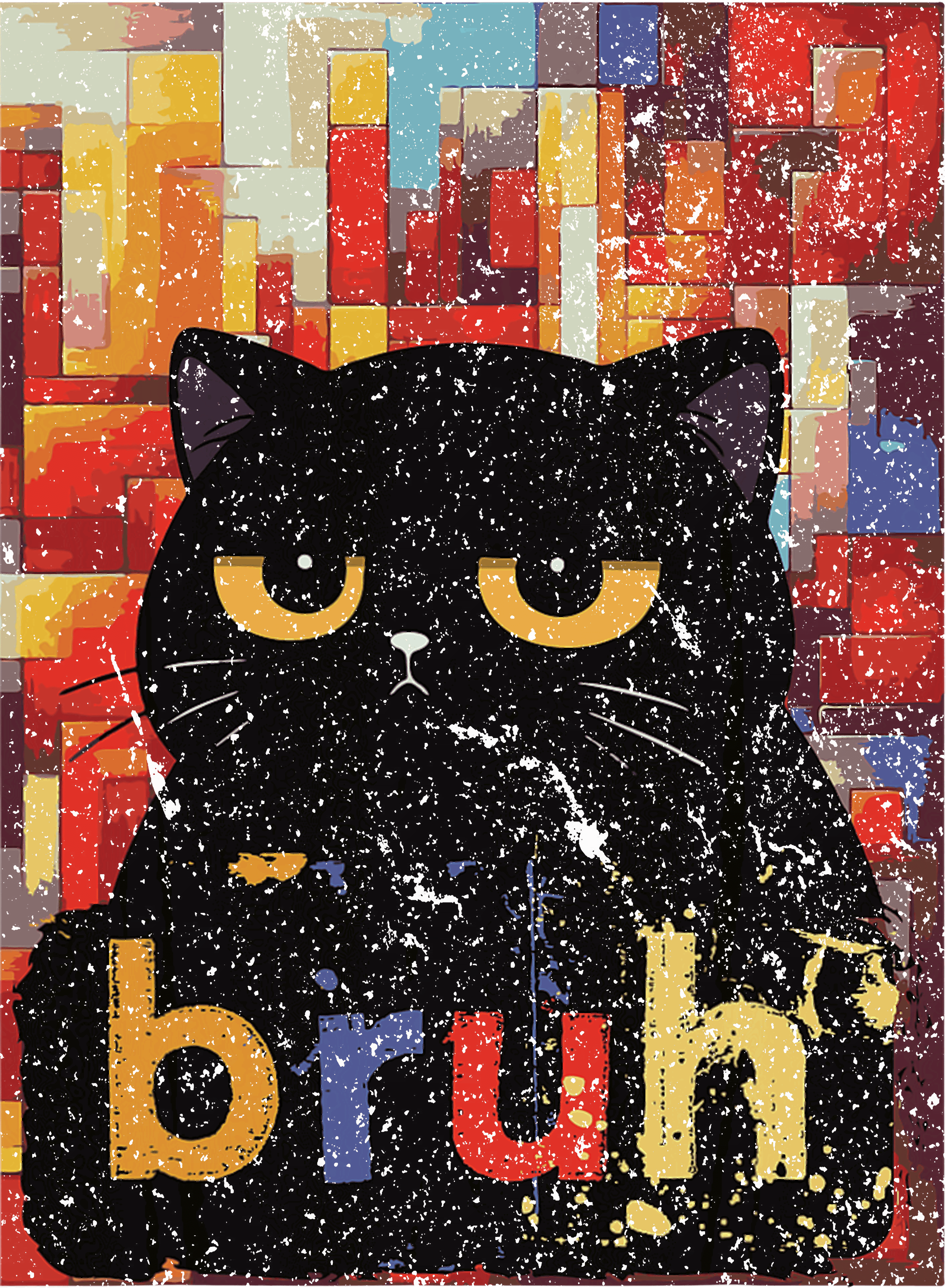 Bruh Grumpy Black Cat Pop Art DTF Transfer
