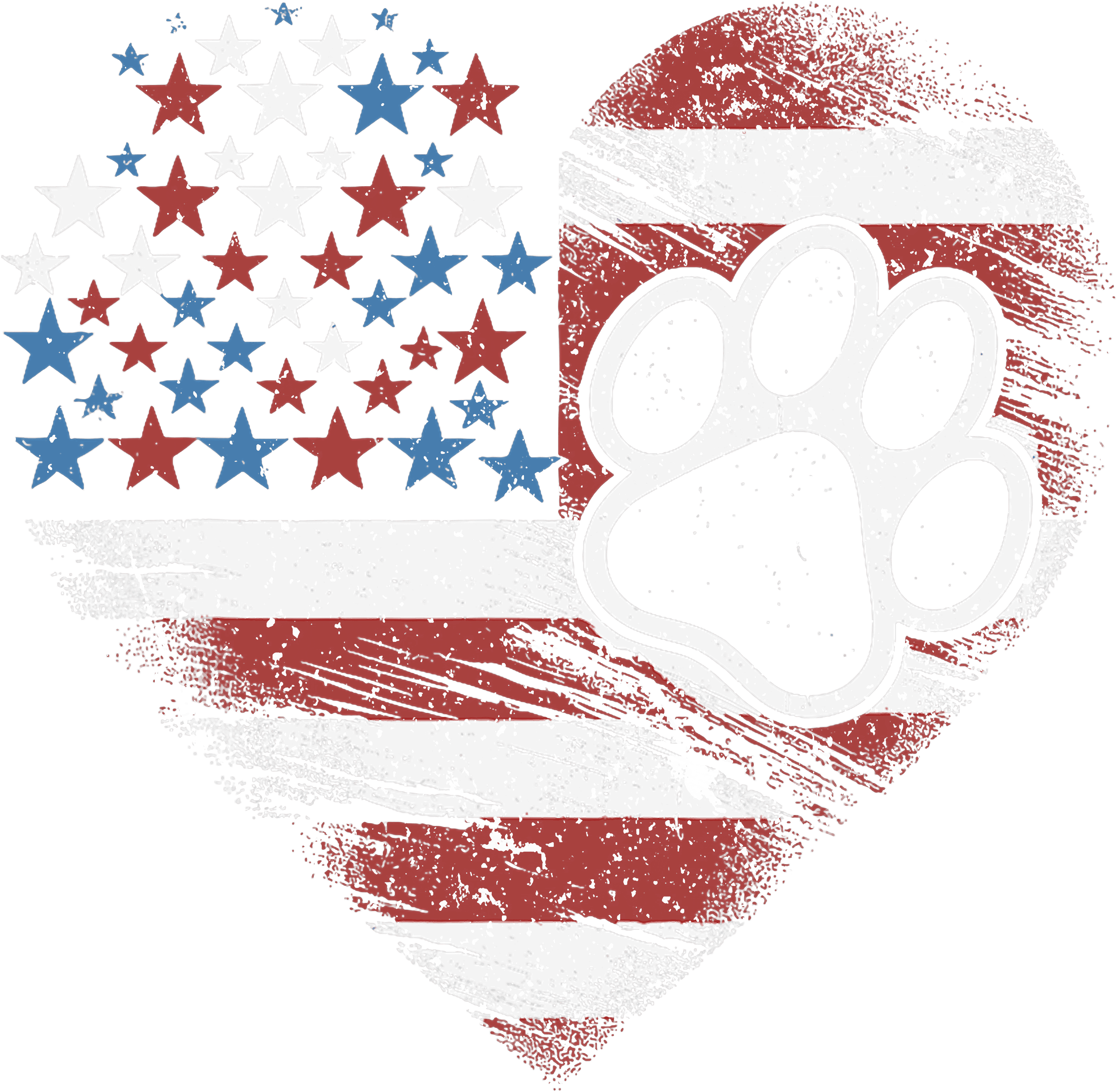Patriotic Cat Paw Heart USA Cat Lover DTF Transfer