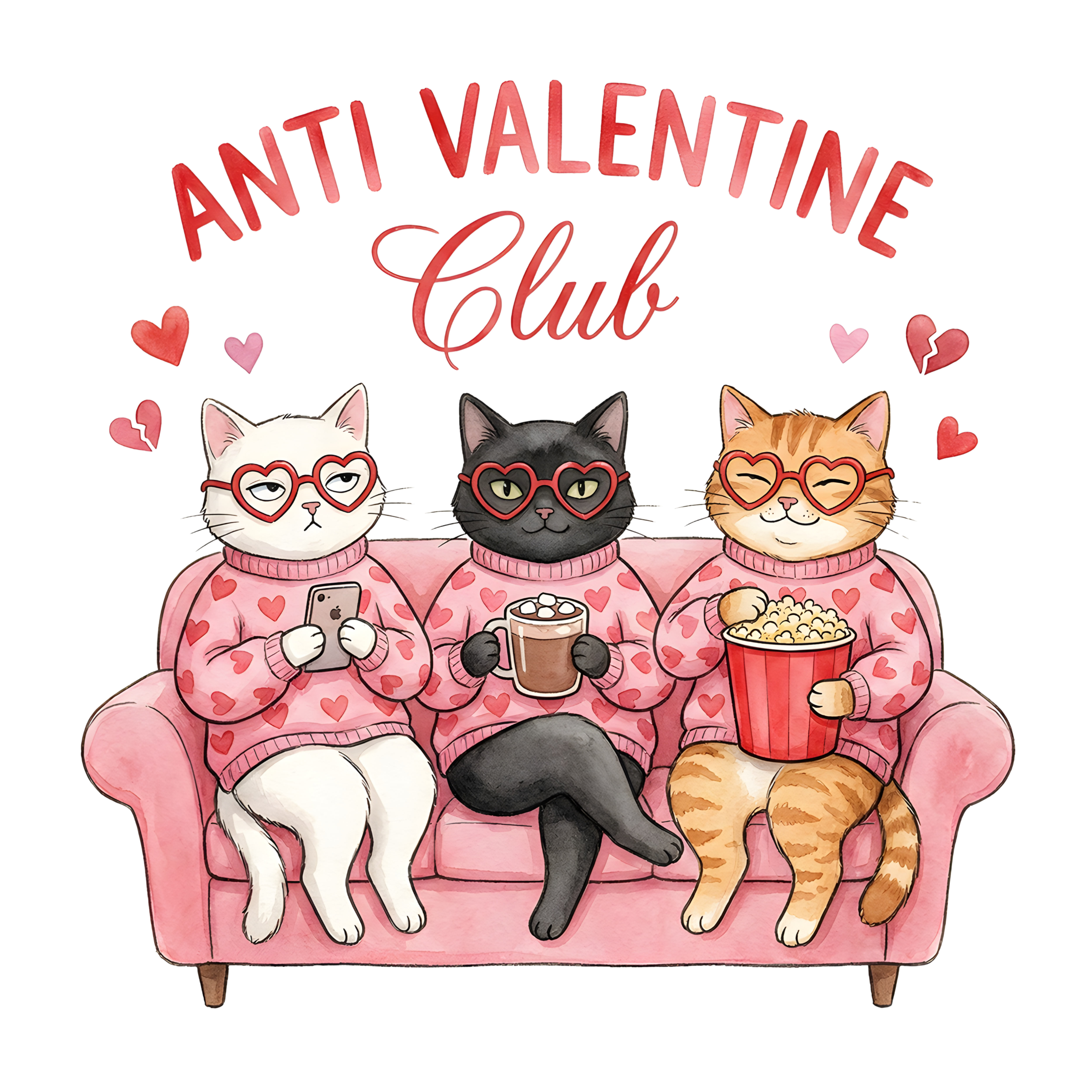 Anti Valentine Cat Club DTF Transfer