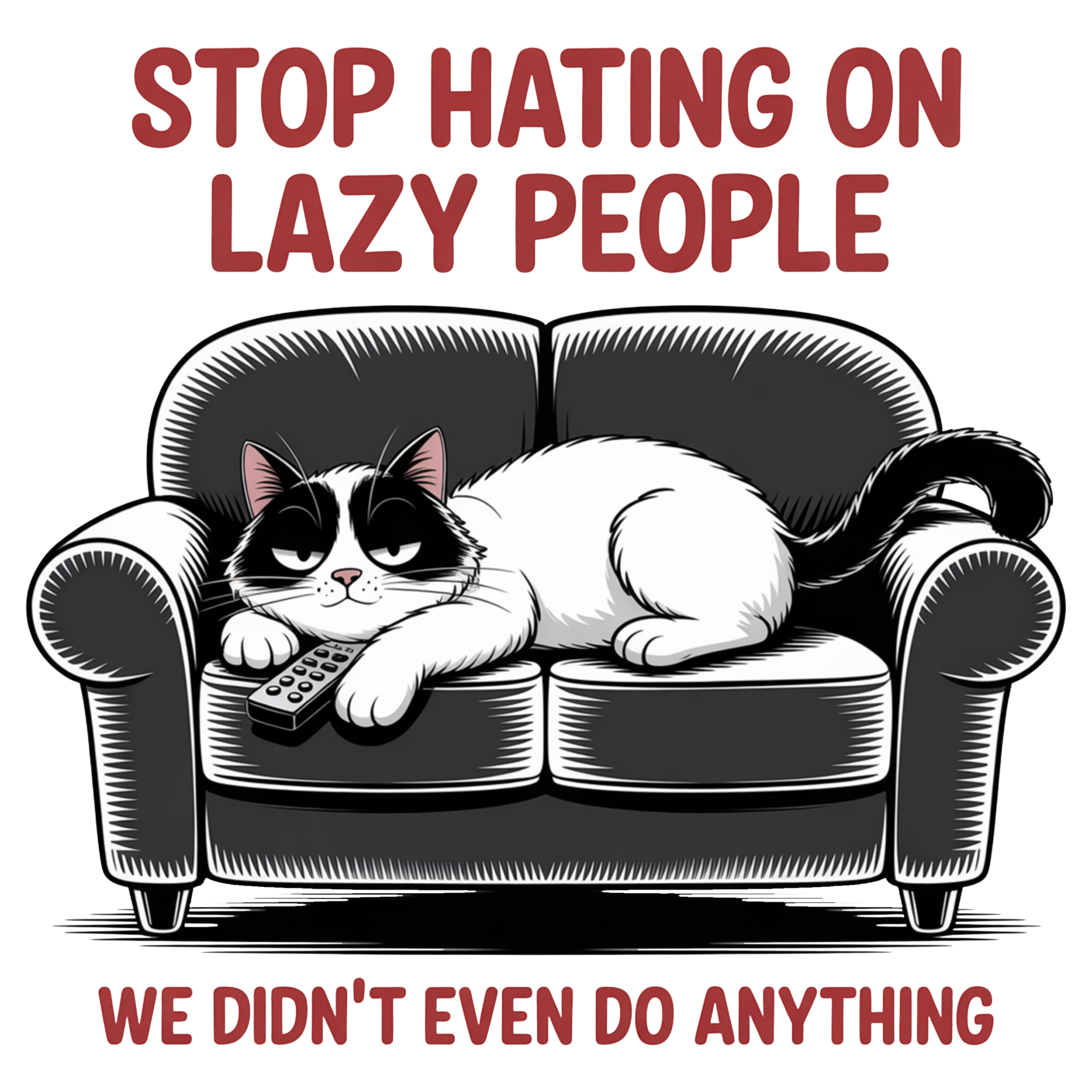 Lazy Cat Relaxing On The Couch DTF Transfer